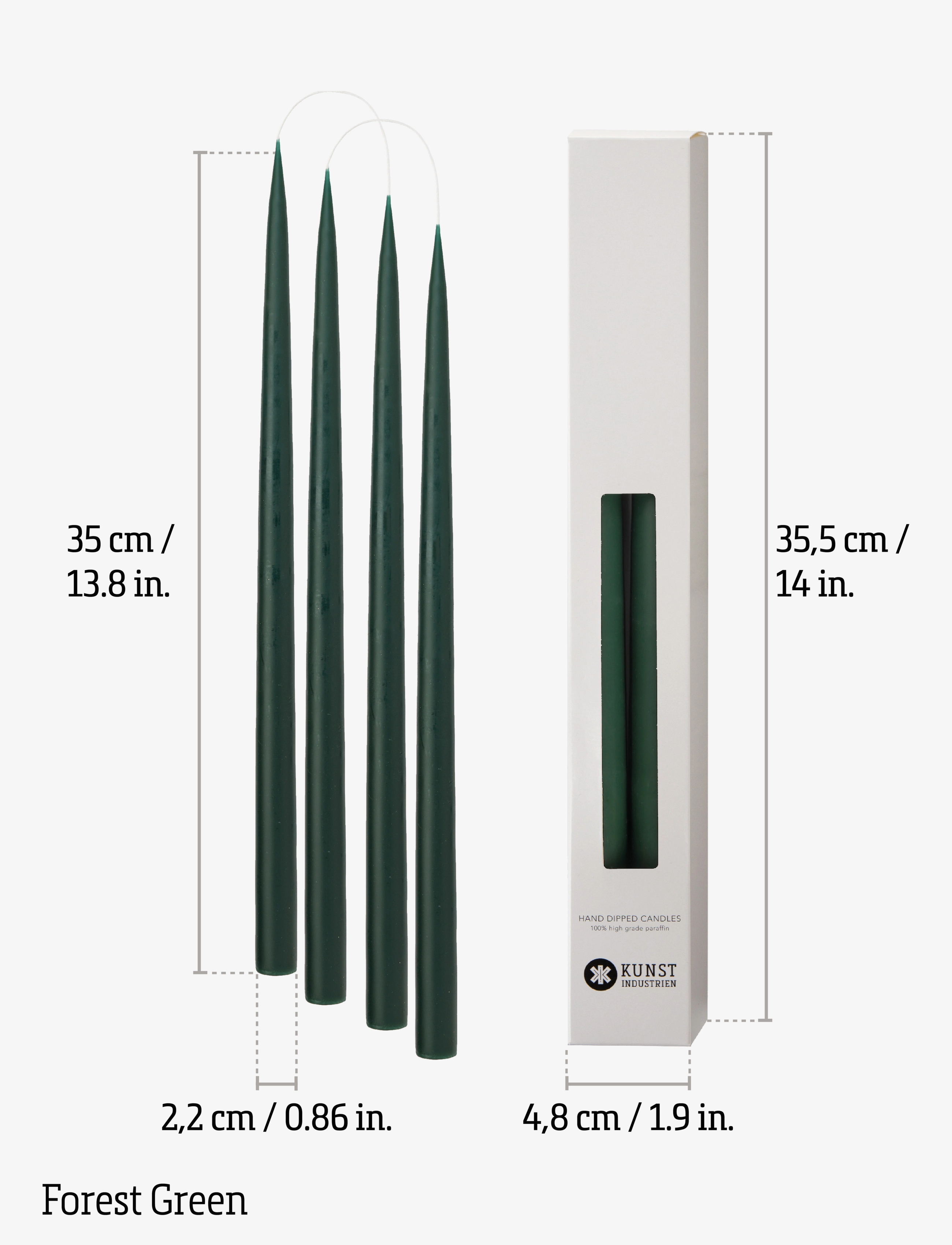 Kunstindustrien - Hand Dipped Candles, 4 pack - laveste priser - forrest green - 2