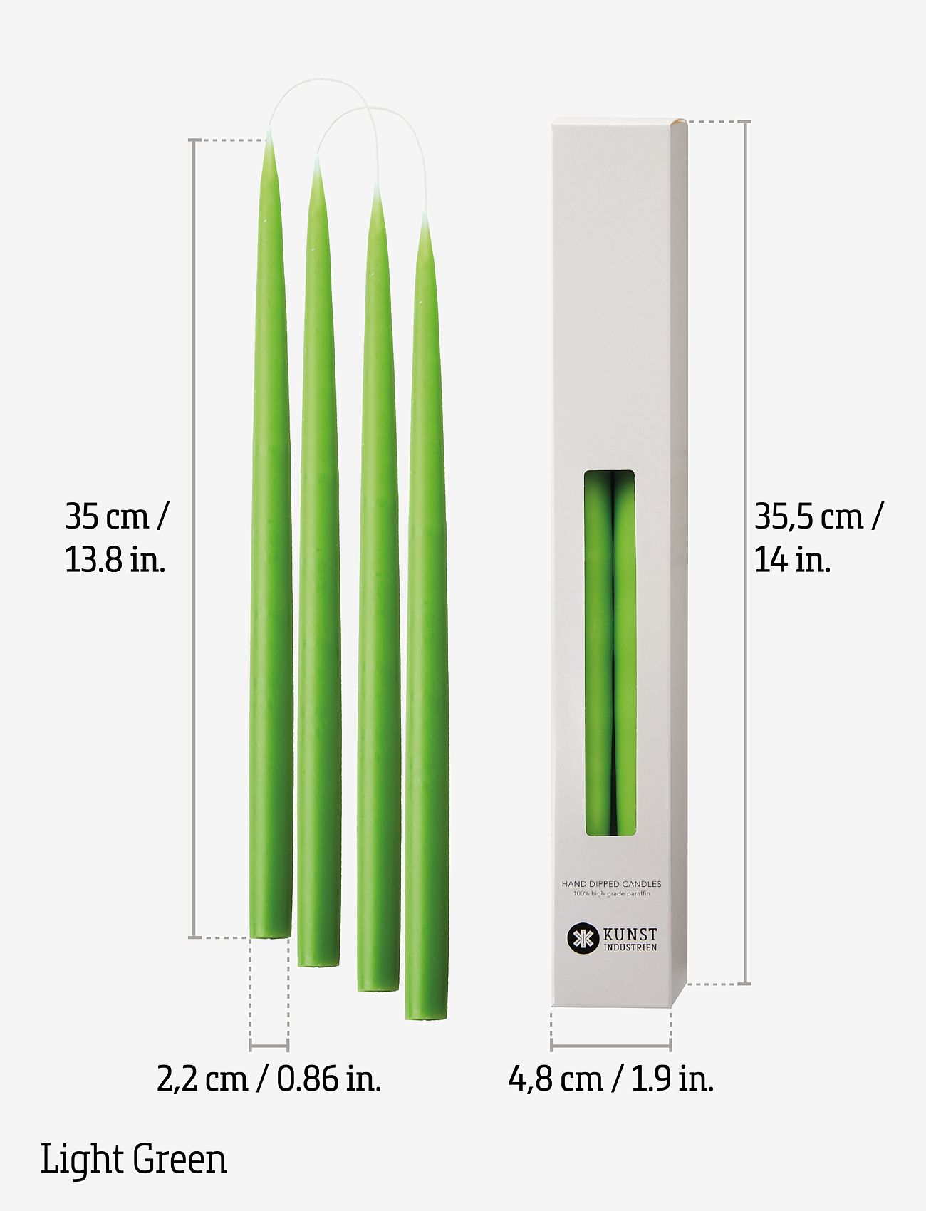 Kunstindustrien - Hand Dipped Candles, 4 pack - nach preis einkaufen - light green - 2