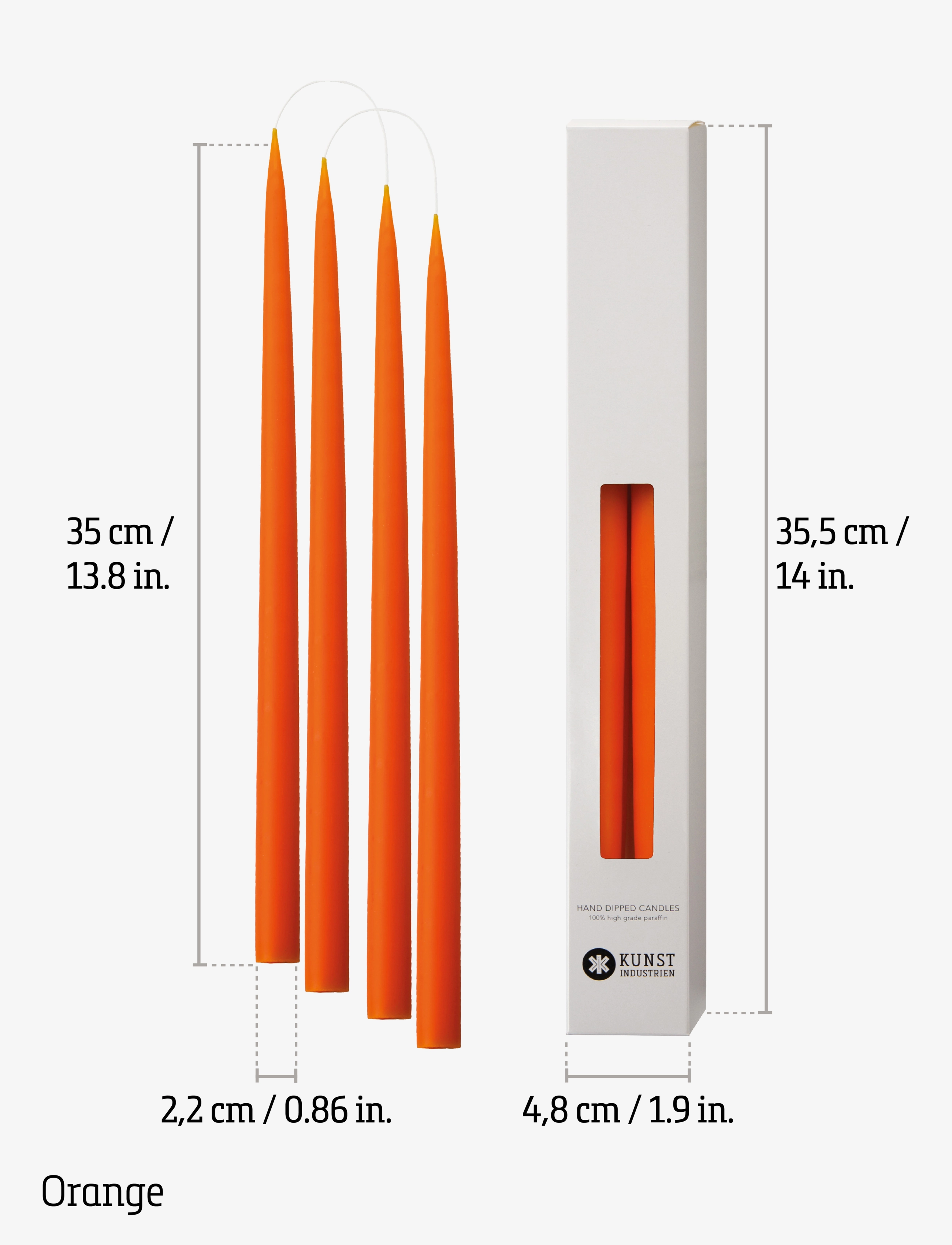 Kunstindustrien - Hand Dipped Candles, 4 pack - laveste priser - orange - 2