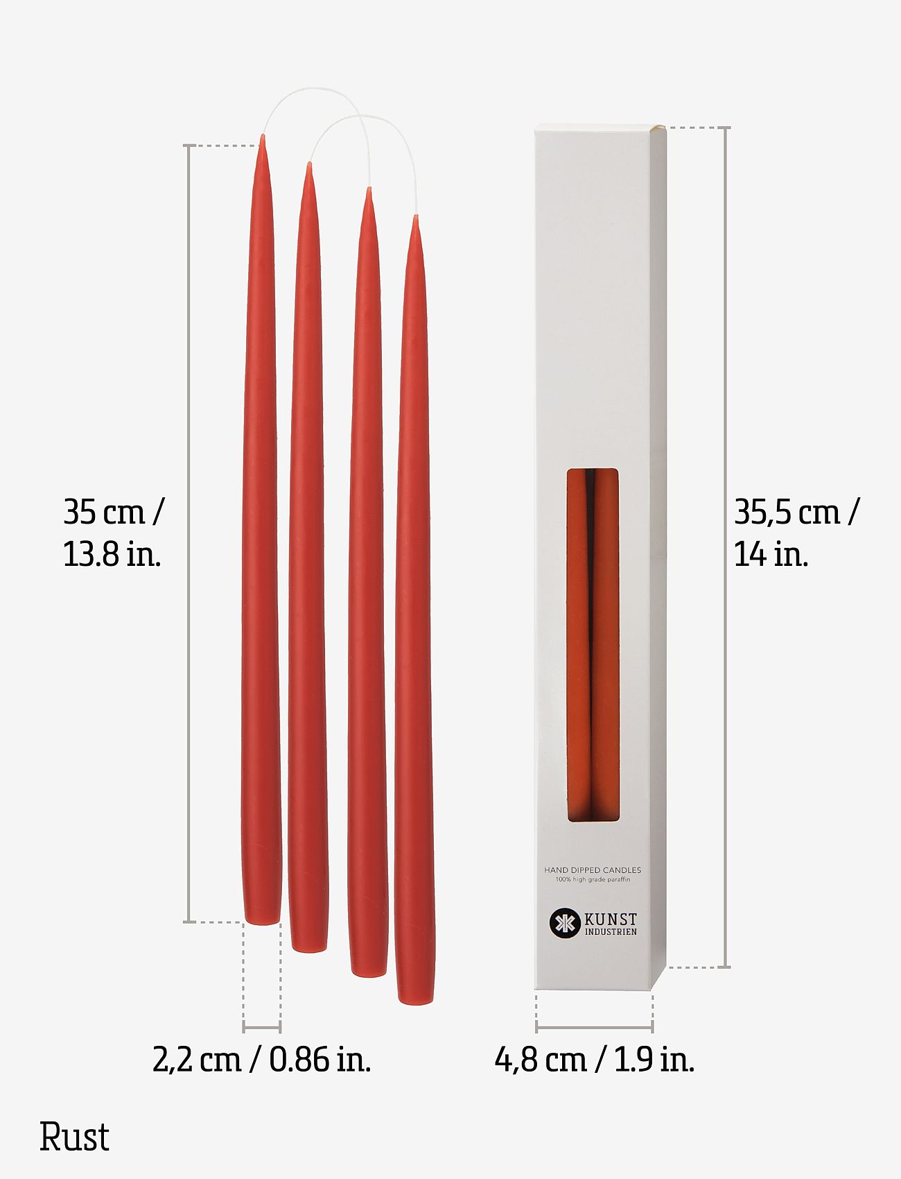 Kunstindustrien - Hand Dipped Candles, 4 pack - madalaimad hinnad - rust - 2