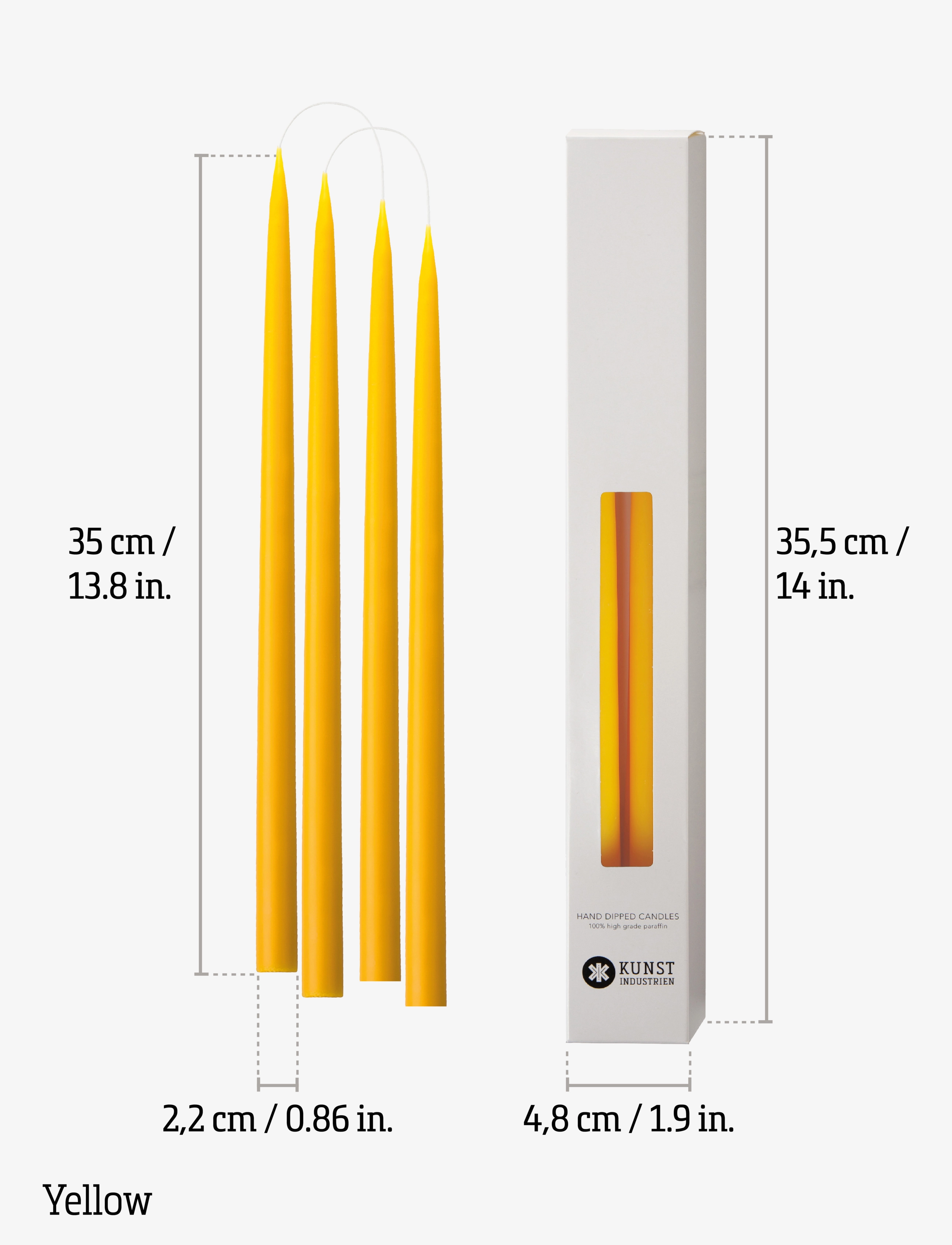 Kunstindustrien - Hand Dipped Candles, 4 pack - laveste priser - yellow - 2
