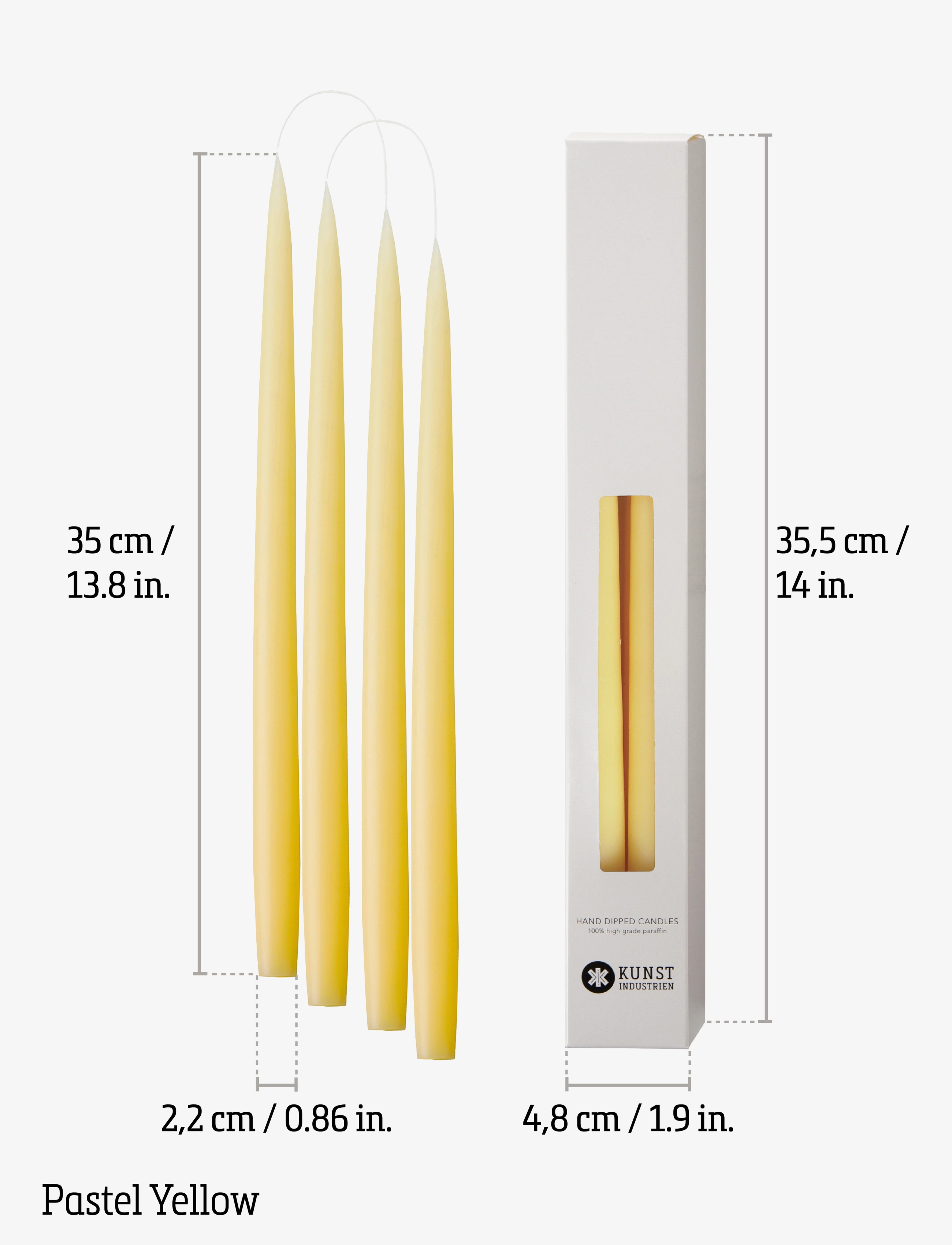 Kunstindustrien - Hand Dipped Candles, 4 pack - laveste priser - pastel yellow - 2