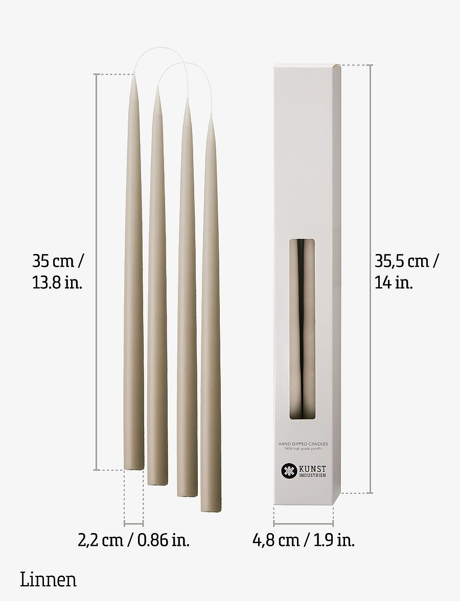 Kunstindustrien - Hand Dipped Candles, 4 pack - tischkerzen - linnen - 3