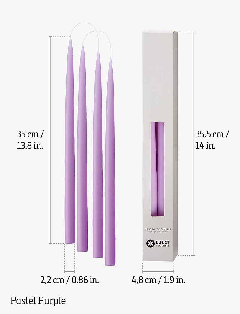 Kunstindustrien - Hand Dipped Candles, 4 pack - pikad küünlad - pastel purple - 3