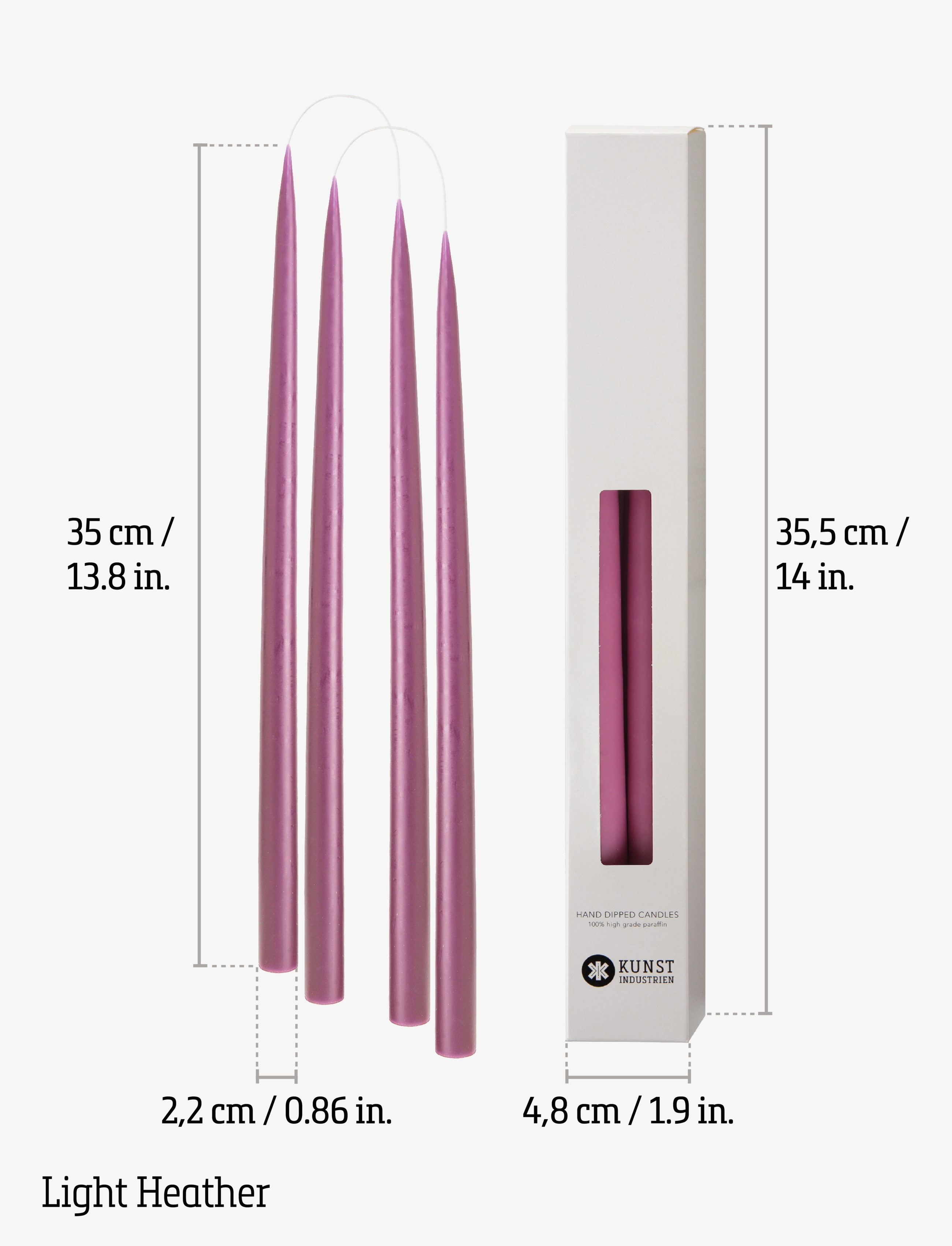 Kunstindustrien - Hand Dipped Candles, 4 pack - tischkerzen - light heather - 3