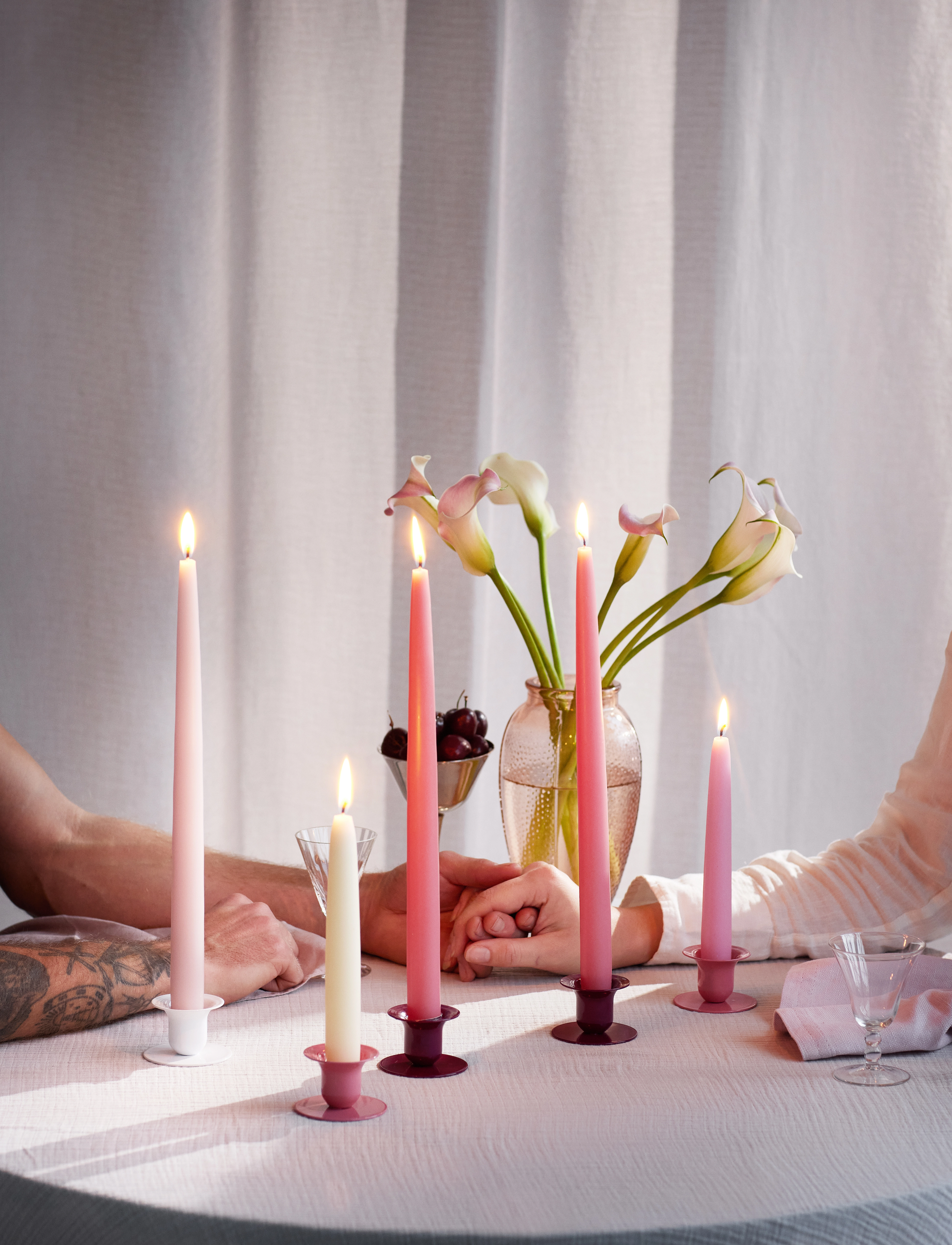 Kunstindustrien Hand Dipped Candles, 4 Pack, One Size, Rosa - Pillar Homeware