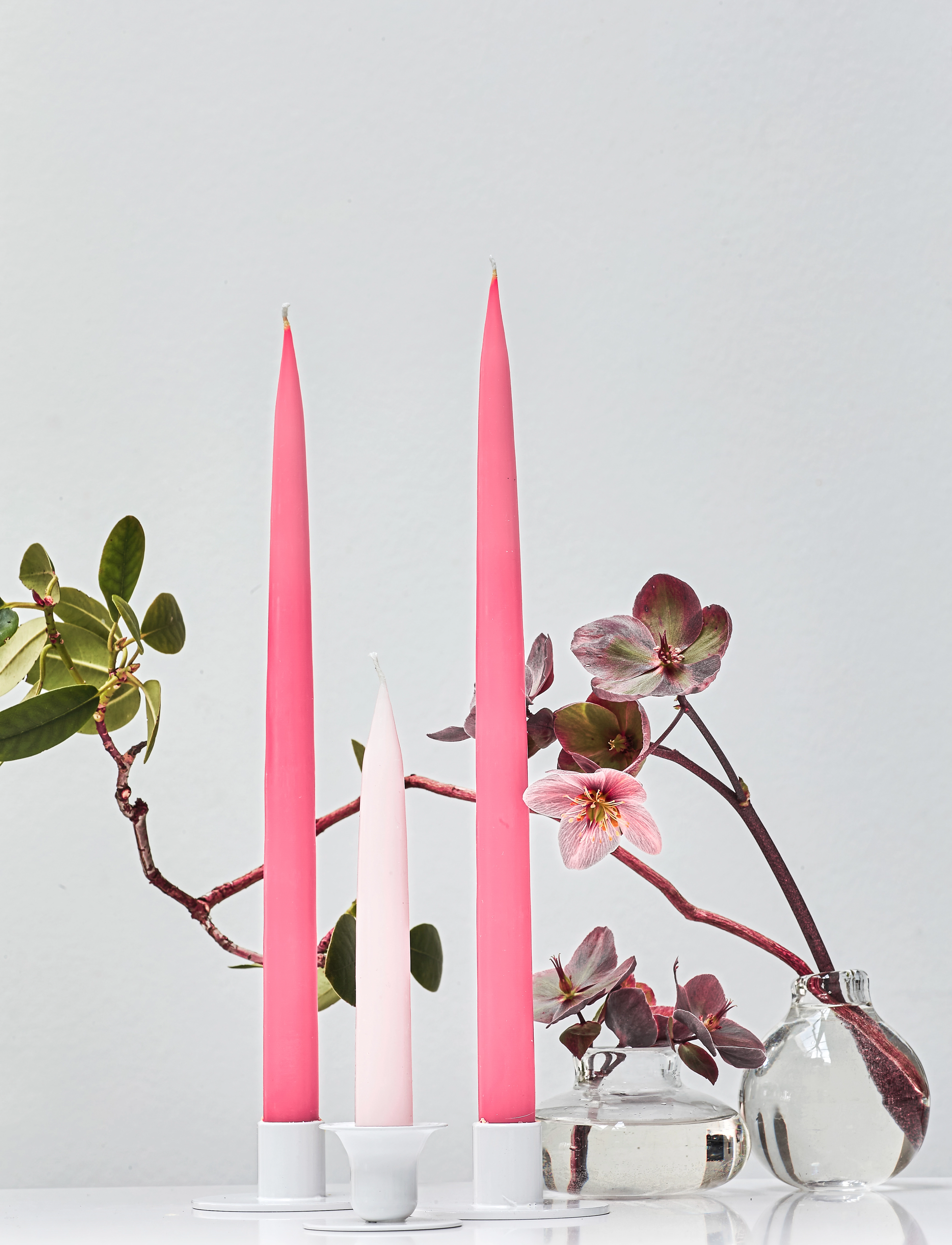 Kunstindustrien - Hand Dipped Candles, 4 pack - taper candles - pastel rose - 5