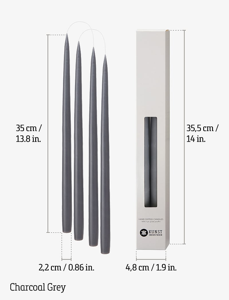 Kunstindustrien - Hand Dipped Candles, 4 pack - die niedrigsten preise - carcoal grey - 2