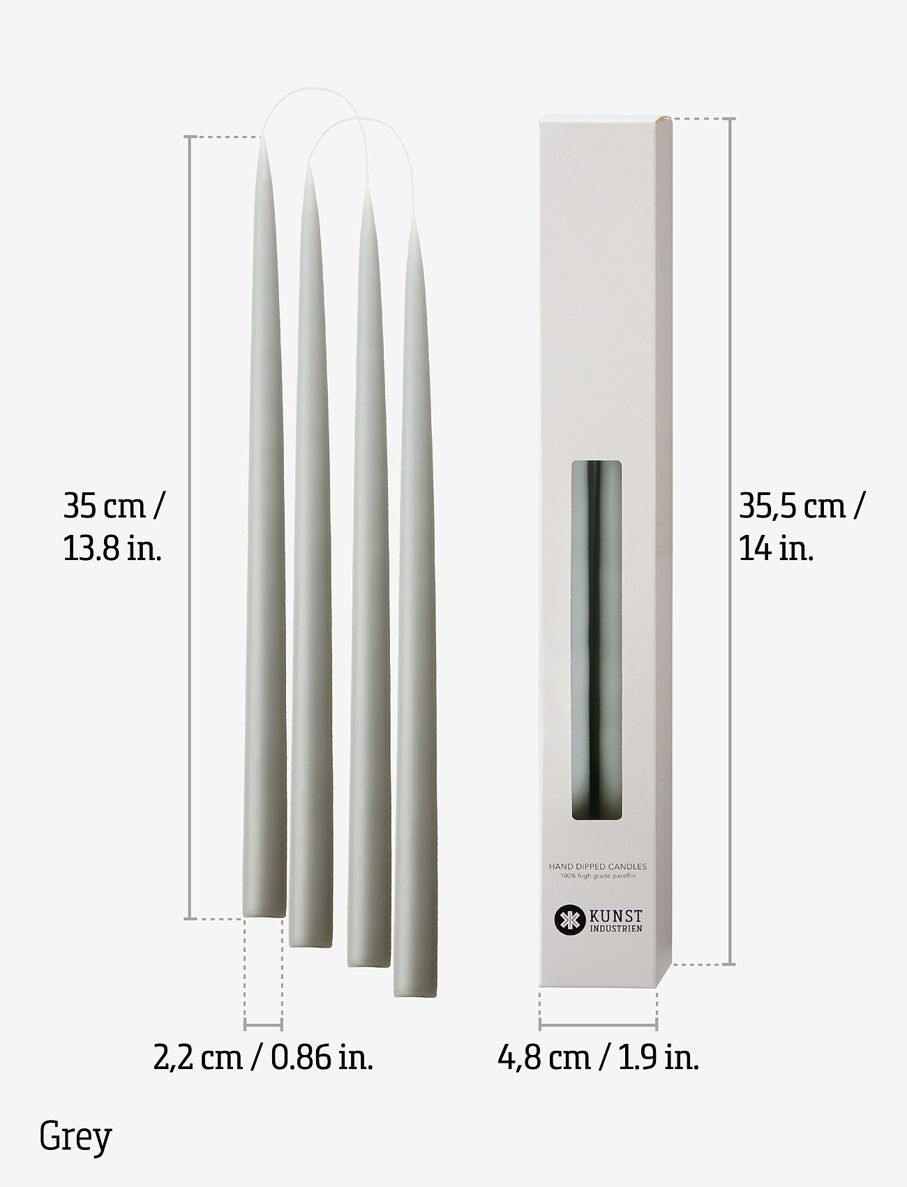 Kunstindustrien - Hand Dipped Candles, 4 pack - kronljus - grey - 2
