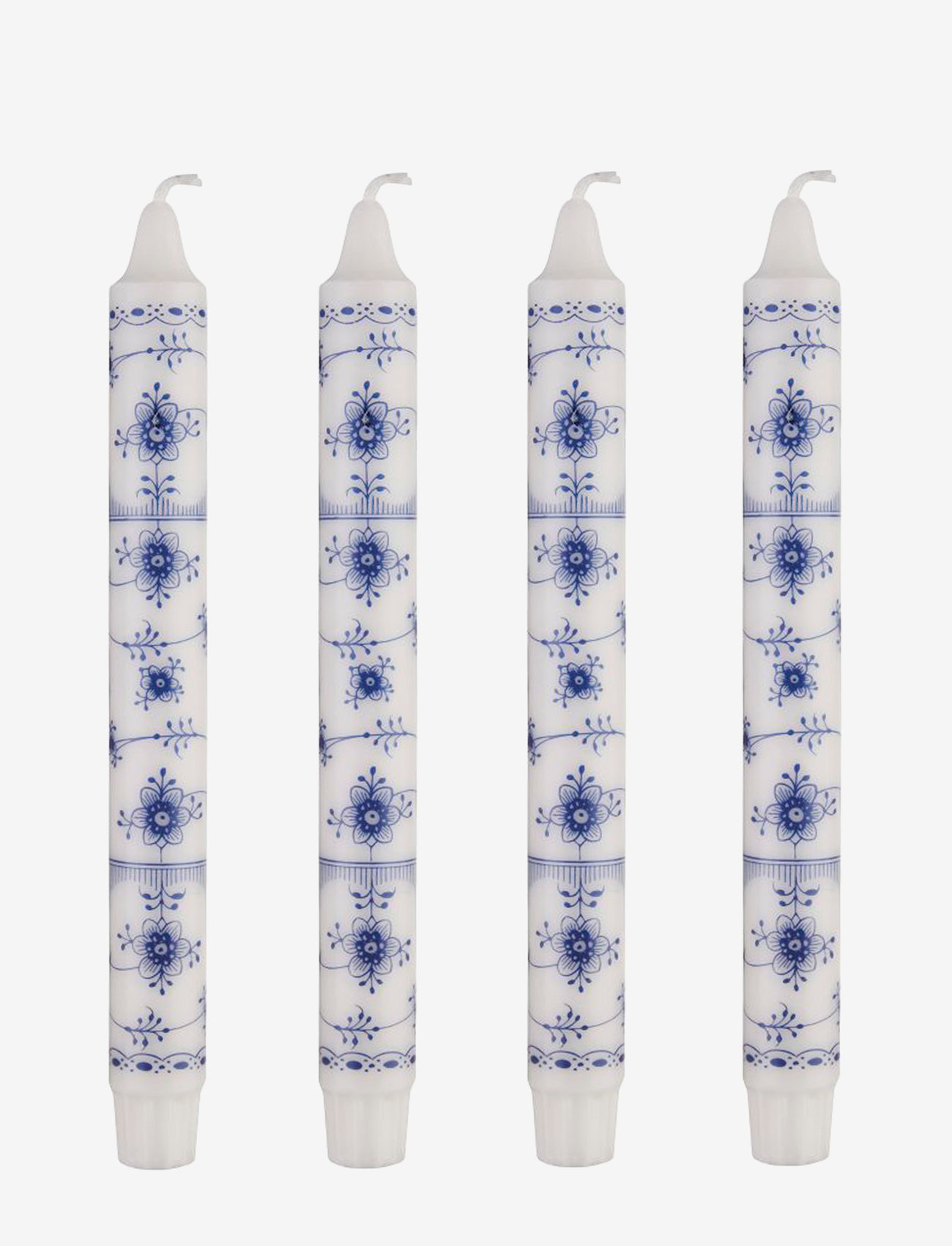 Kunstindustrien - Musselmalet Taper Candles, 4 pack - die niedrigsten preise - blue pattern - 0
