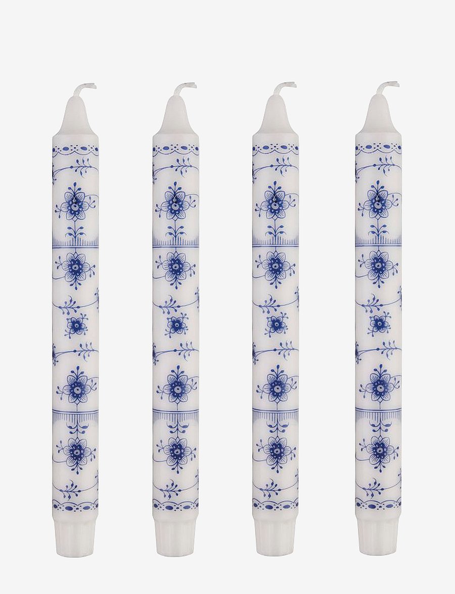 Kunstindustrien - Musselmalet Taper Candles, 4 pack - konusveida sveces - blue pattern - 1