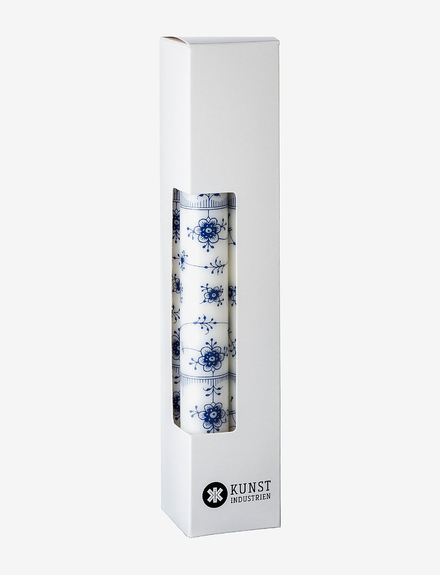Kunstindustrien - Musselmalet Taper Candles, 4 pack - konusveida sveces - blue pattern - 2