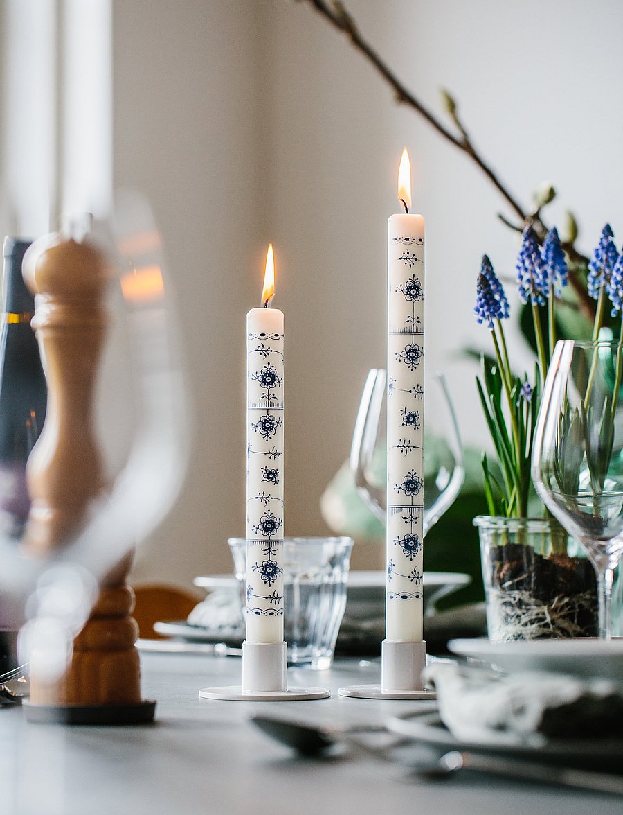Kunstindustrien - Musselmalet Taper Candles, 4 pack - konusveida sveces - blue pattern - 3