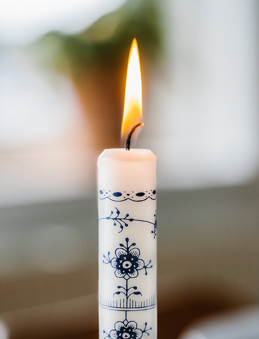 Kunstindustrien - Musselmalet Taper Candles, 4 pack - konusveida sveces - blue pattern - 4
