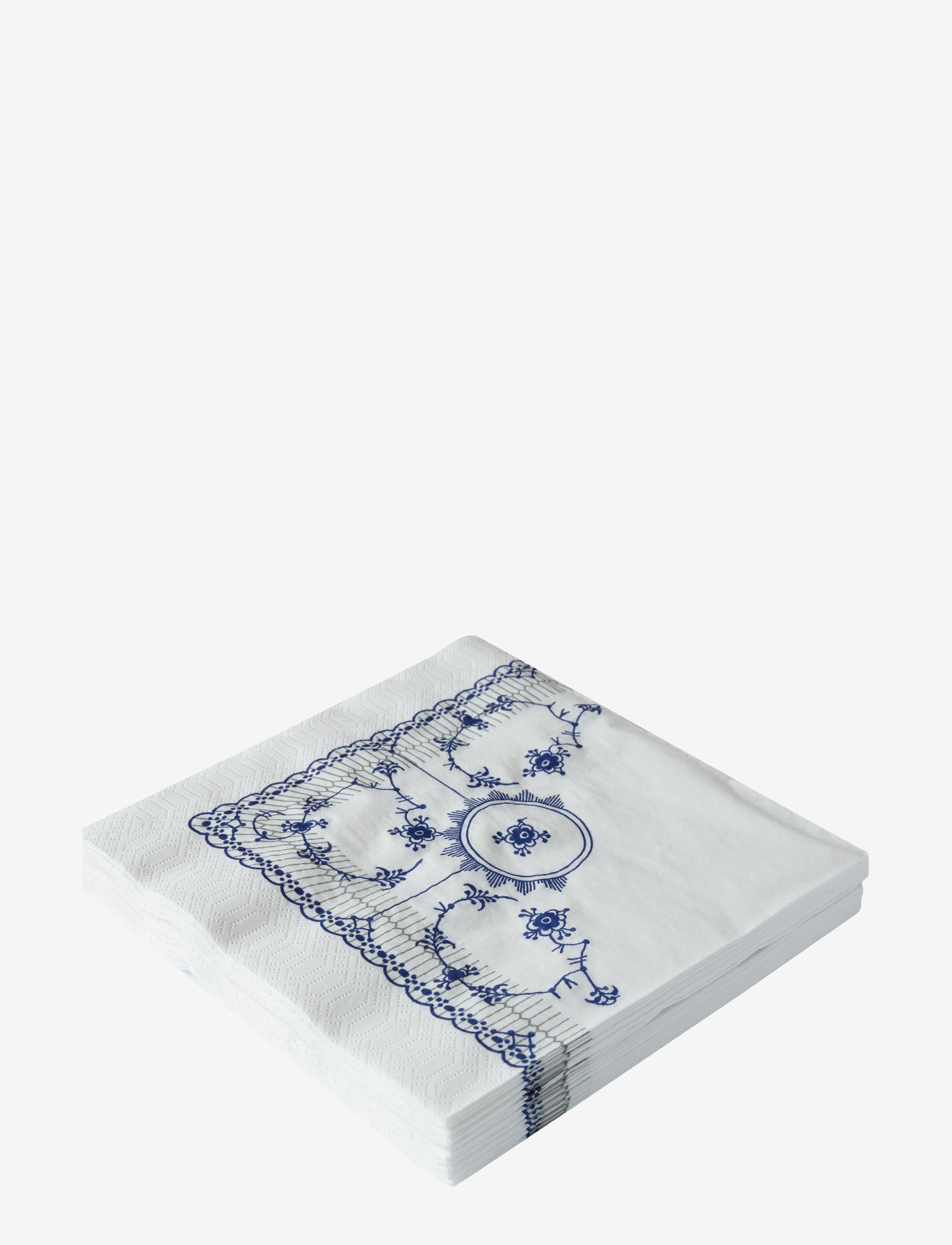 Kunstindustrien Musselmalet Lunch Napkins, 33x33, 20 pce - Tekstils - BLUE PATTERN / white