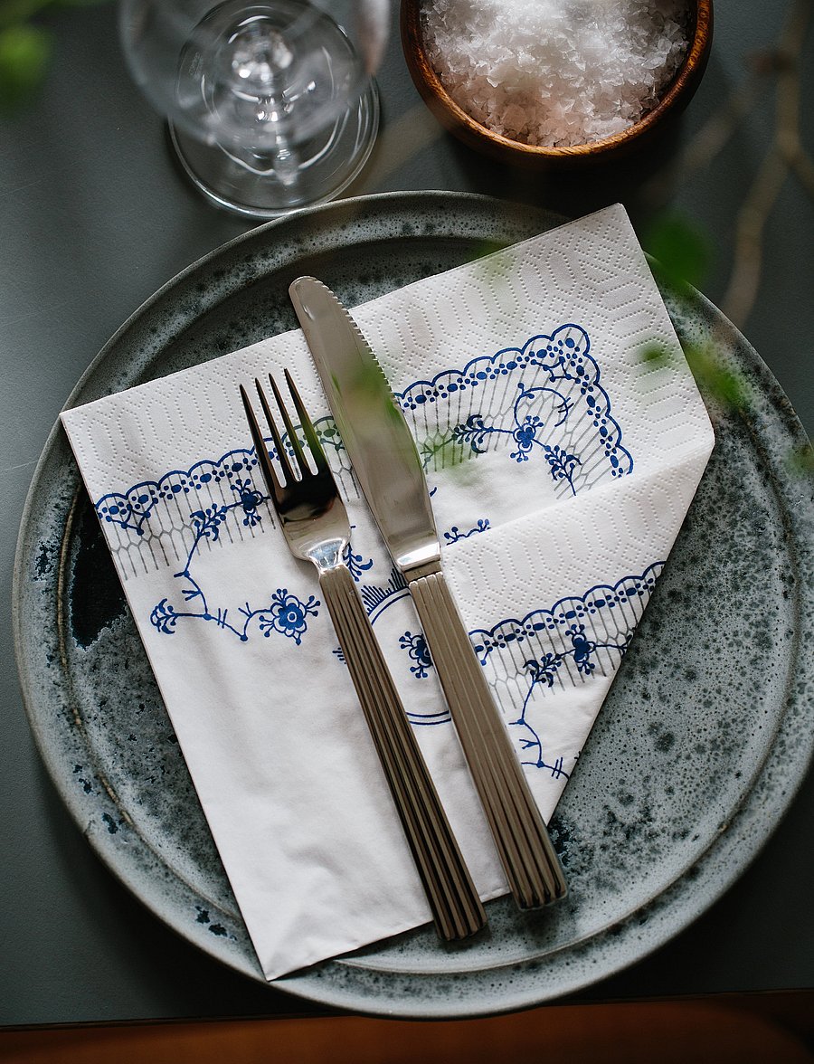 Kunstindustrien - Musselmalet Lunch Napkins, 40x40, 20 pce - pabersalvrätikud - blue pattern - 0