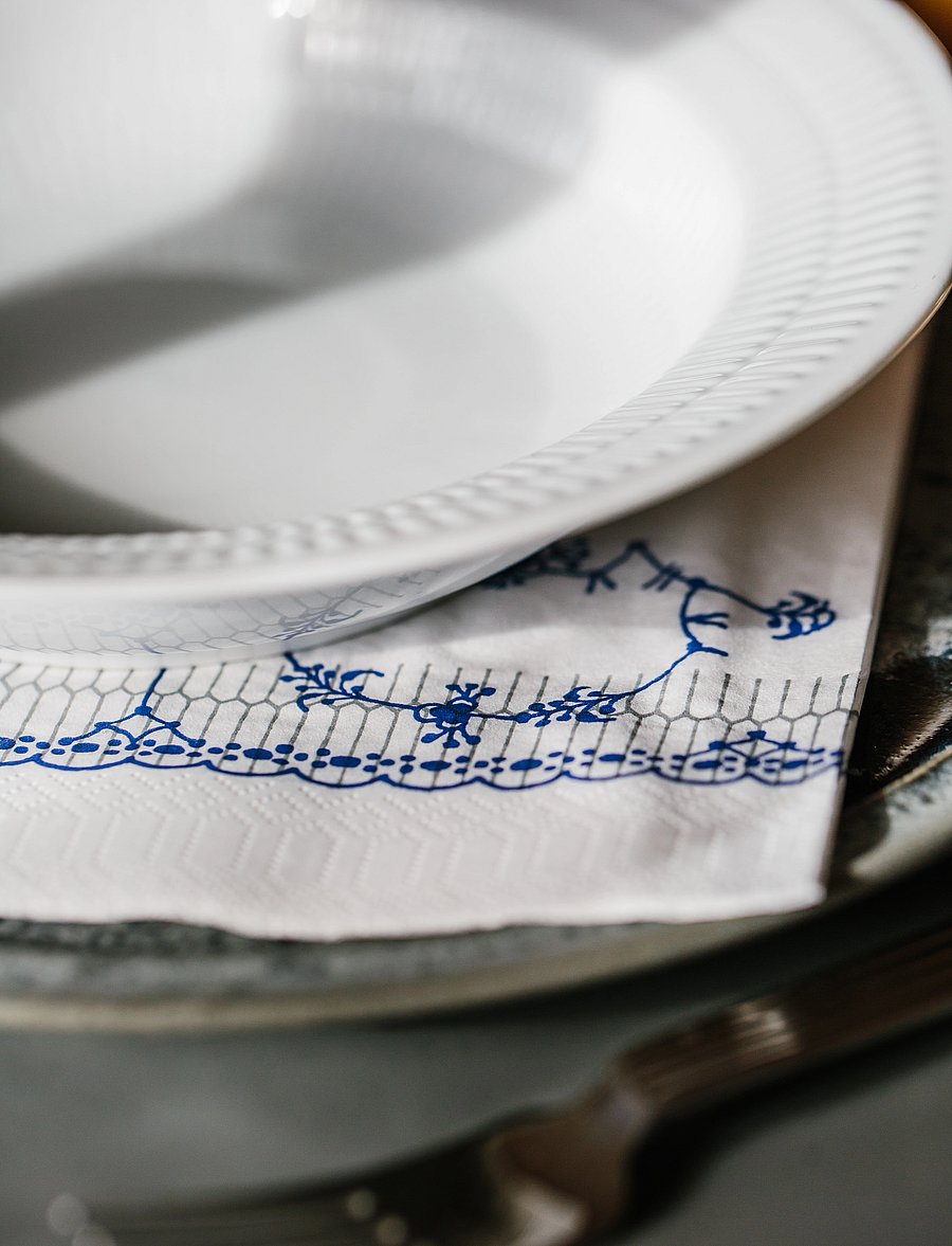 Kunstindustrien - Musselmalet Lunch Napkins, 40x40, 20 pce - pabersalvrätikud - blue pattern - 2