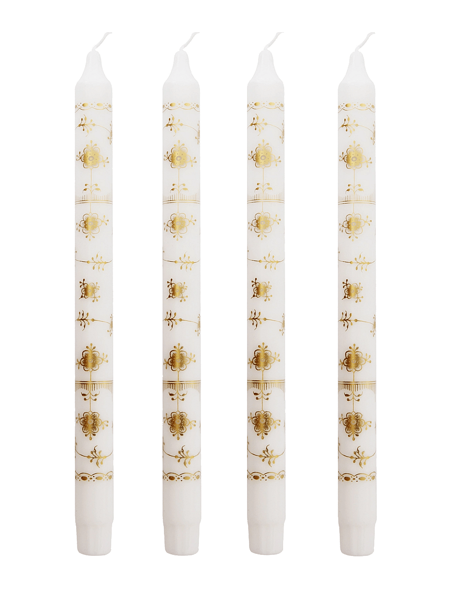 Kunstindustrien - Classic Candles - Gift box w. 4 pcs - tischkerzen - gold pattern - 0