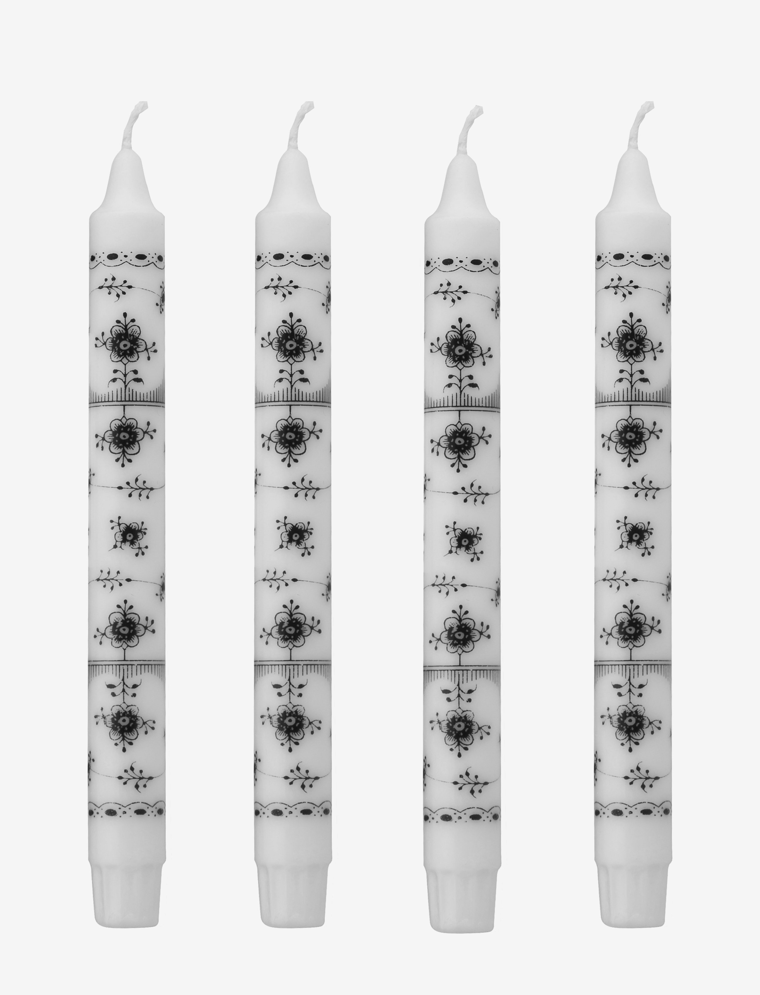 Kunstindustrien Musselmalet Taper Candles, 4 Pack, Søjlelys, Multi/mønstret, Str: ONE SIZE
