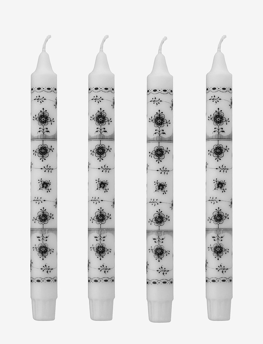 Kunstindustrien - Musselmalet Taper Candles, 4 pack - madalaimad hinnad - black pattern - 0