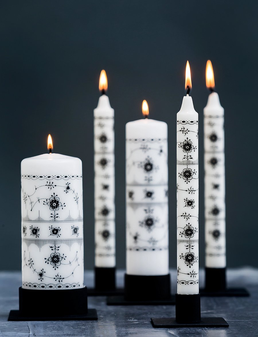 Kunstindustrien - Musselmalet Taper Candles, 4 pack - madalaimad hinnad - black pattern - 3