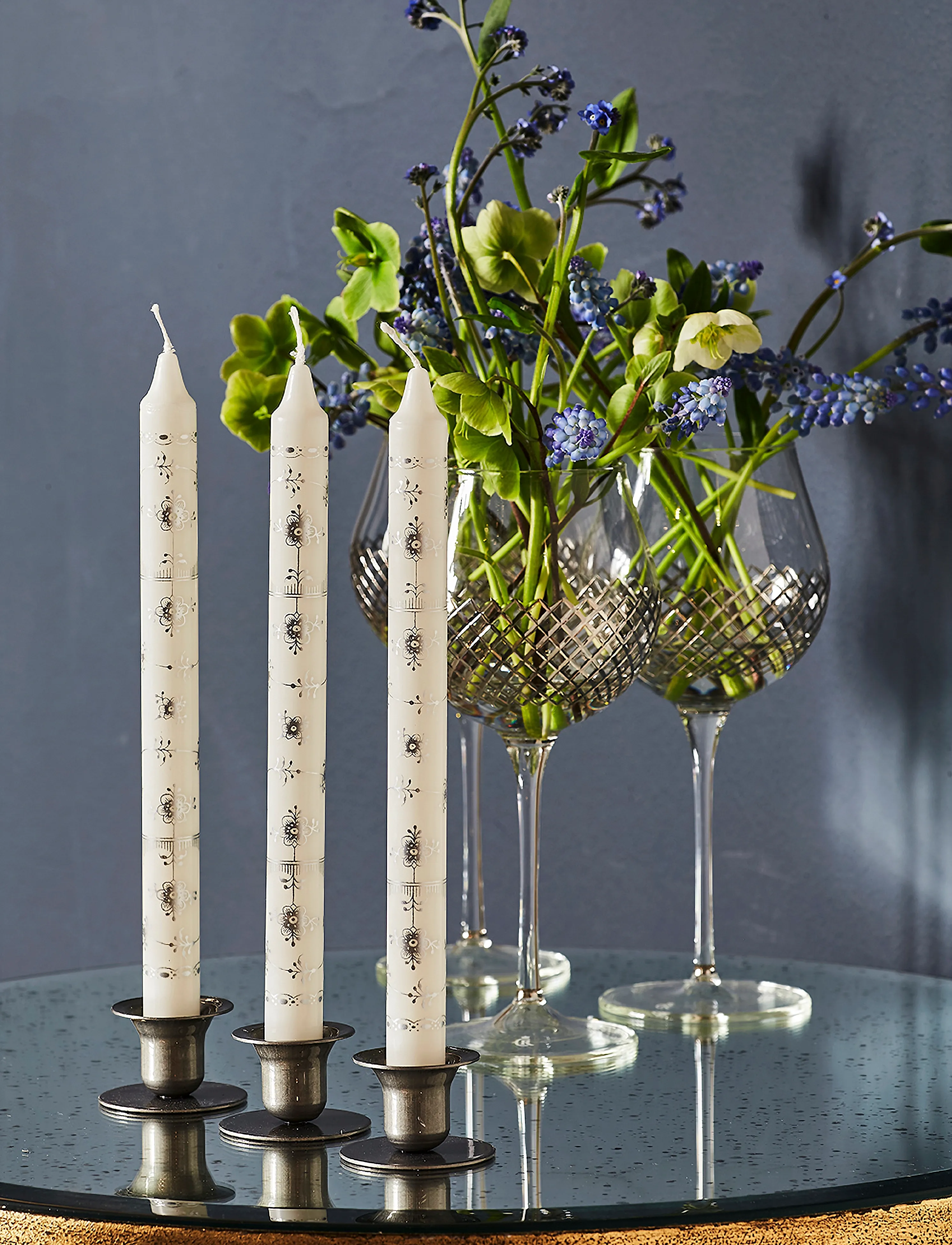 Kunstindustrien - Classic Candles - Gift box w. 4 pcs - kronljus - silver pattern - 2