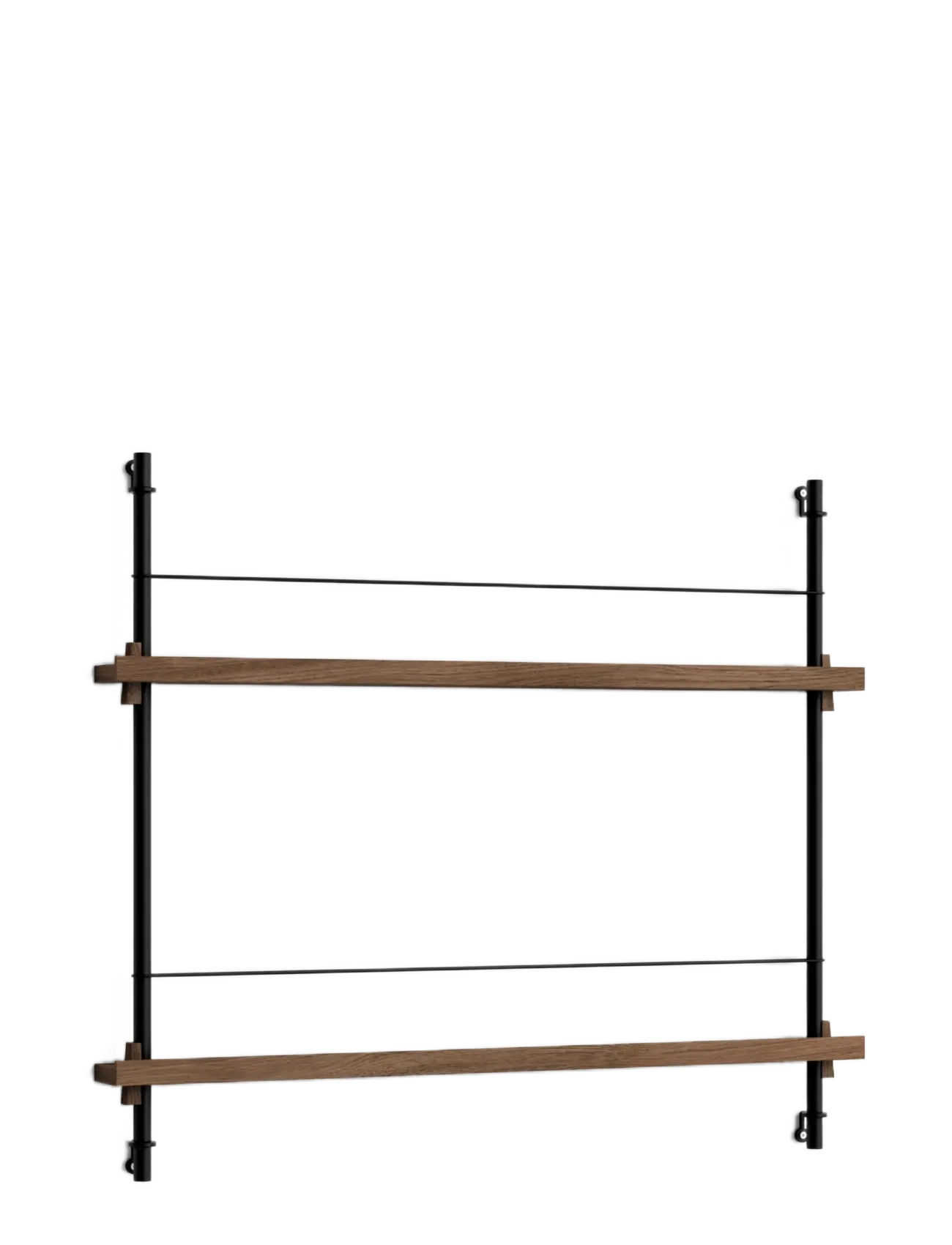 Kylskåpspoesi Box set, Magazine Shelving MS.65.1, Black shelves, Stainless Steel legs (FSC MIX CREDIT) - Angebote - SMOKED OAK/STAINLESS STEEL / brown