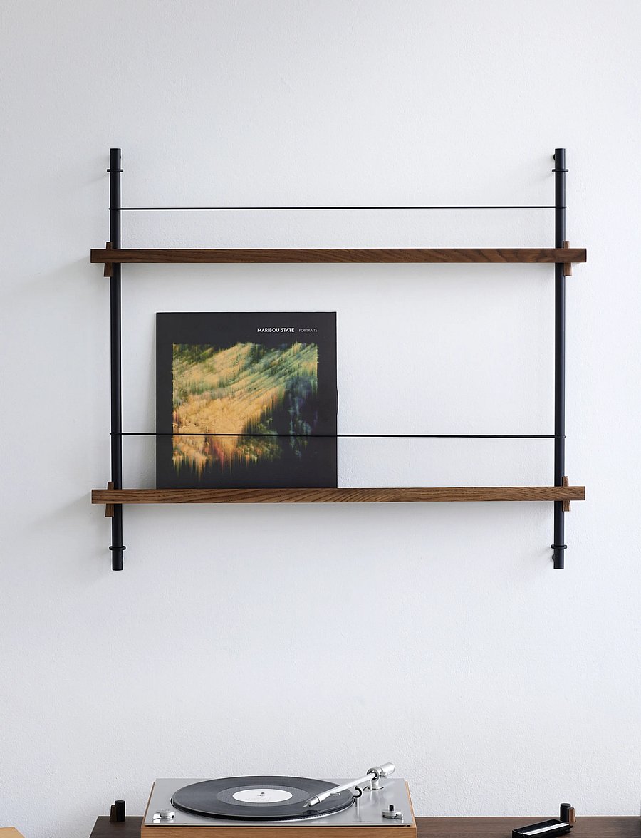 Kylskåpspoesi - Box set, Magazine Shelving MS.65.1, Black shelves, Stainless Steel legs (FSC MIX CREDIT) - ajakirja hoidik - smoked oak/stainless steel - 2