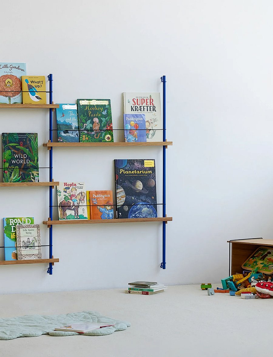 Kylskåpspoesi - Box set, Magazine Shelving MS.65.1, Black shelves, Stainless Steel legs (FSC MIX CREDIT) - ajakirja hoidik - oak/deep blue - 2