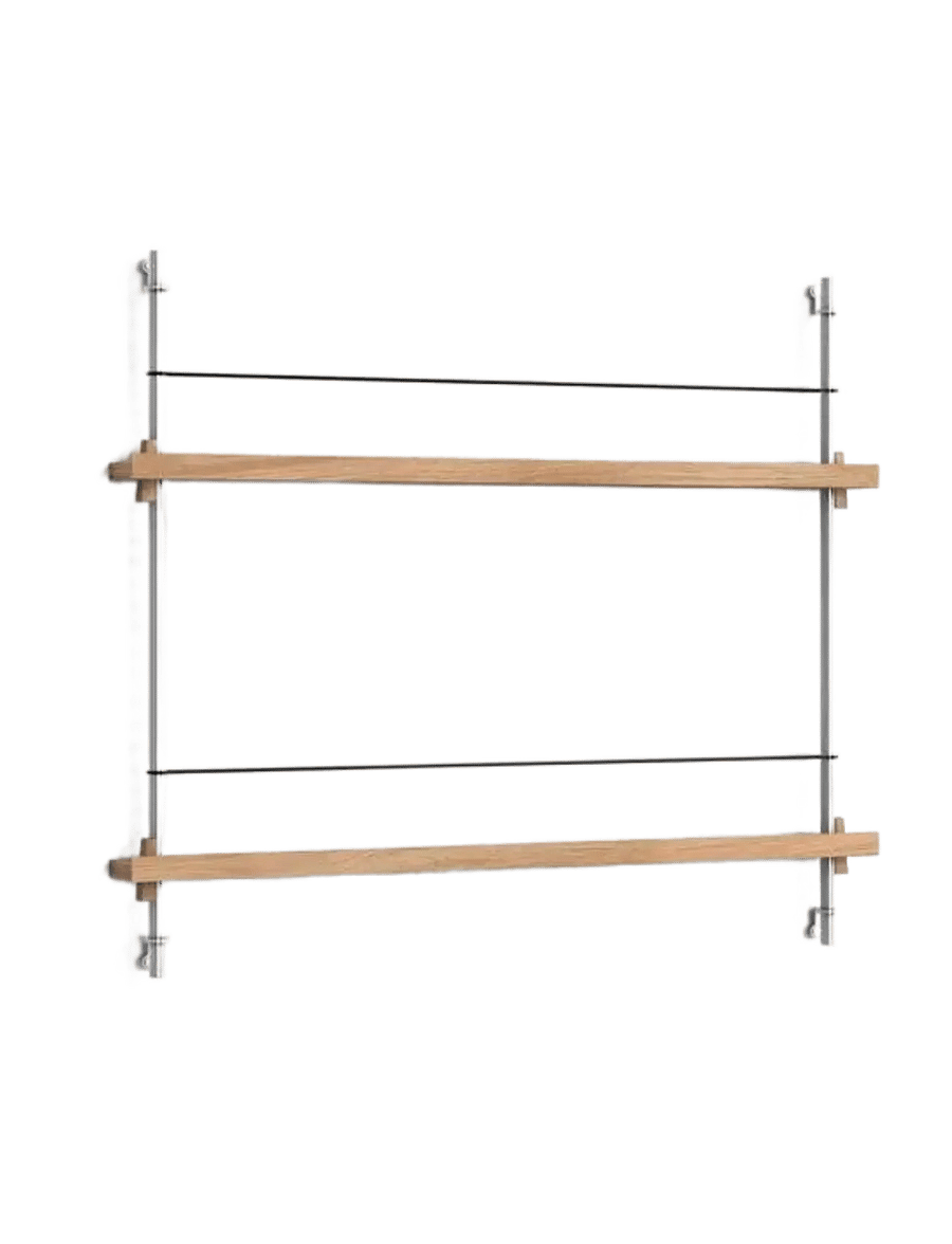Kylskåpspoesi - Box set, Magazine Shelving MS.65.1, Black shelves, Stainless Steel legs (FSC MIX CREDIT) - ajakirja hoidik - oak/stainless steel - 1