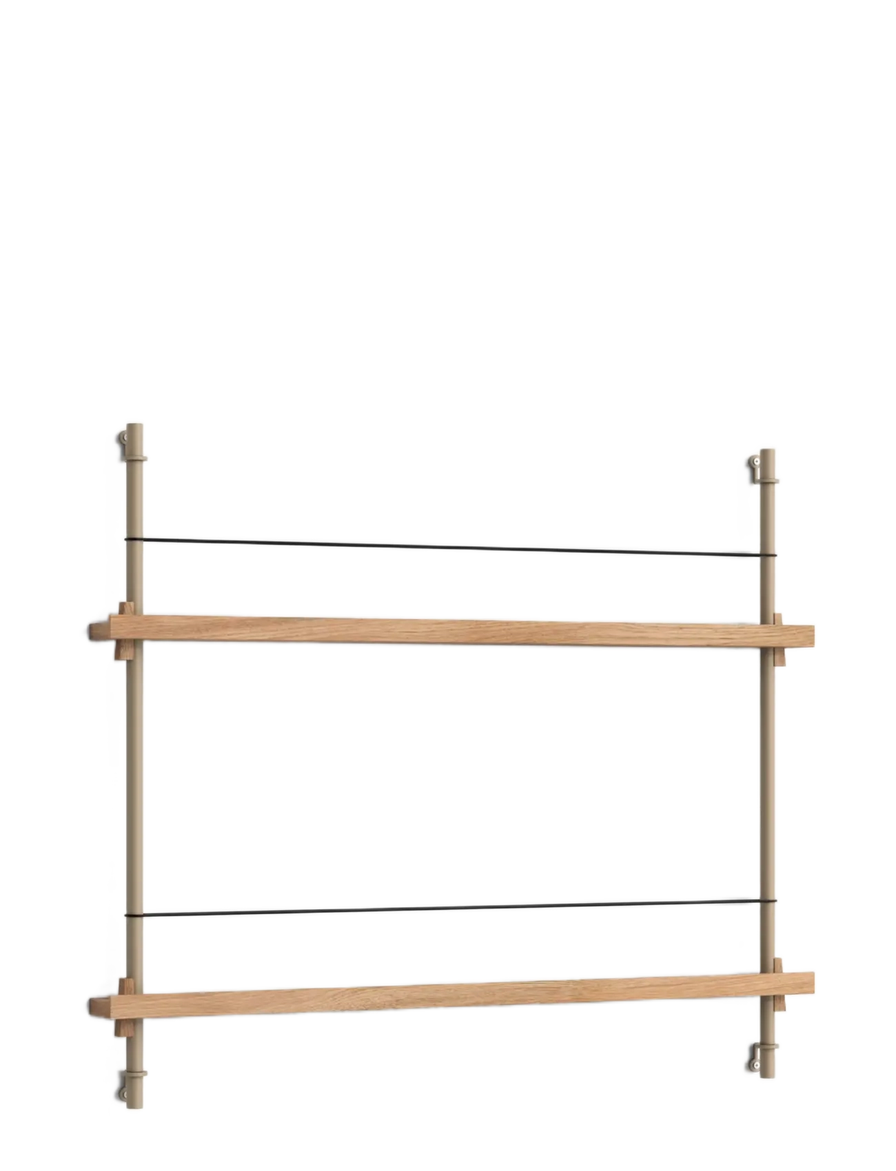 Kylskåpspoesi Box set, Magazine Shelving MS.65.1, Black shelves, Stainless Steel legs (FSC MIX CREDIT) - Kylskåpspoesi - OAK/WARM GREY / grey