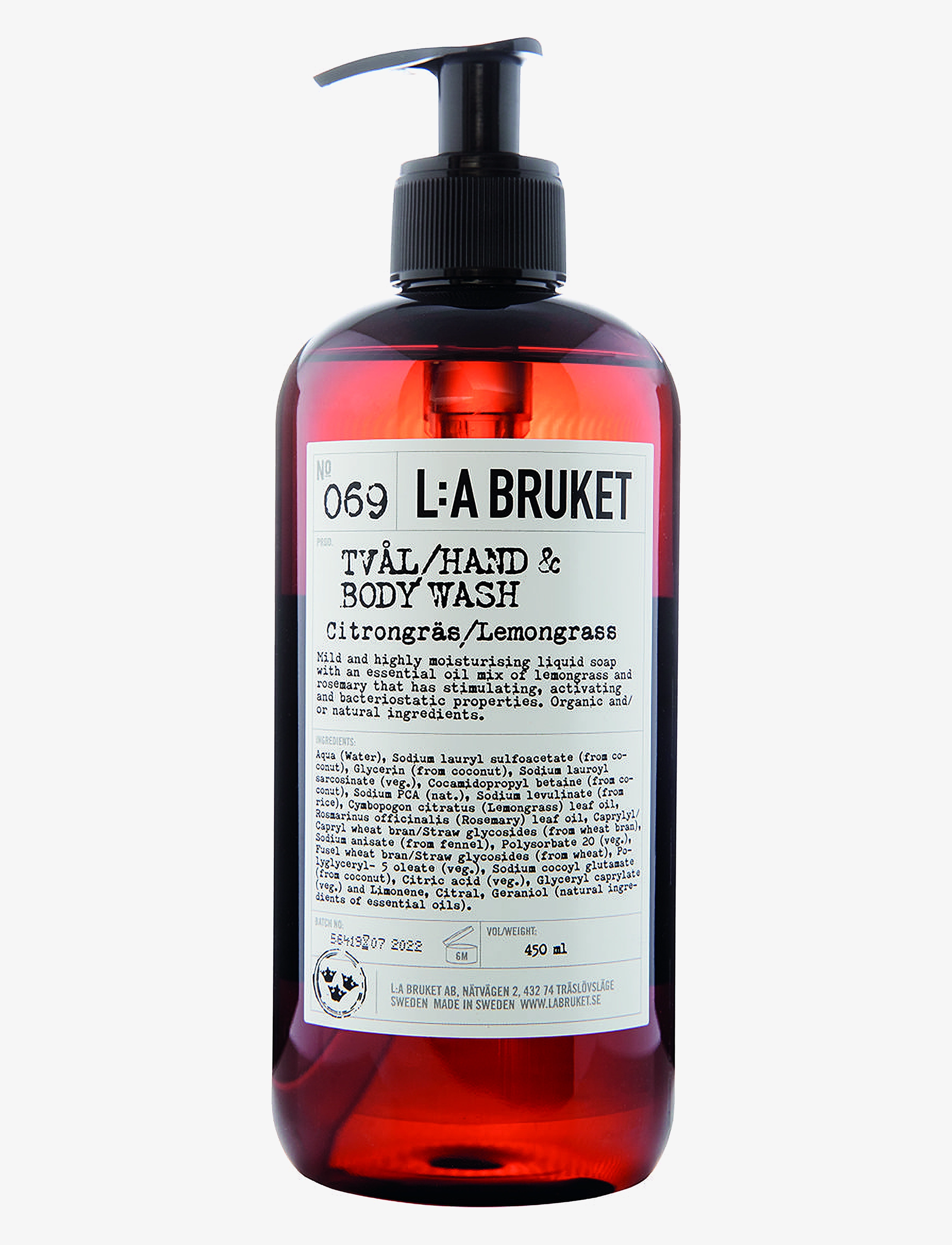 L:a Bruket 069 Hand & Body Wash Lemongrass - Handvård - CLEAR / undefined