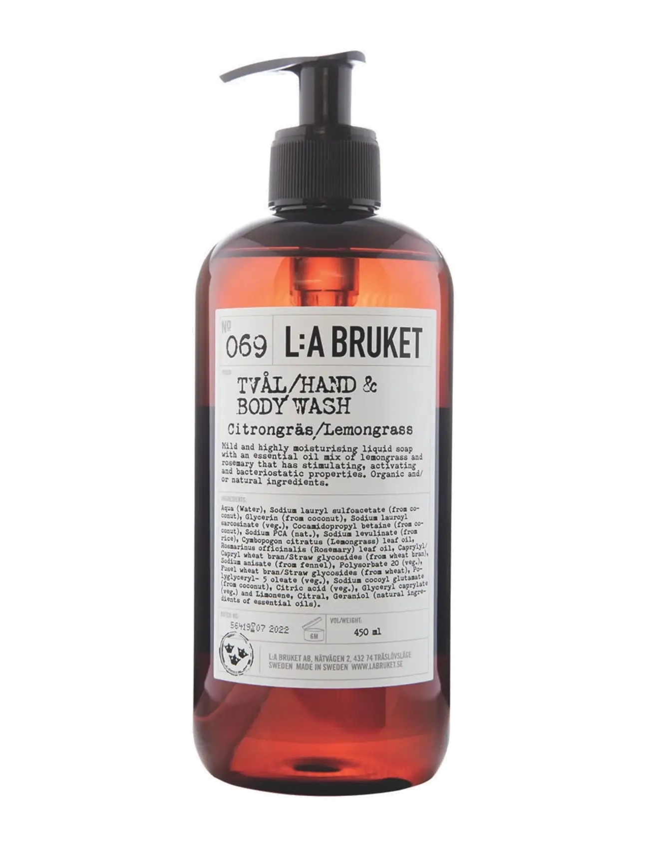 L:a Bruket 069 Hand & Body Wash Lemongrass - Dušo želė - CLEAR / undefined