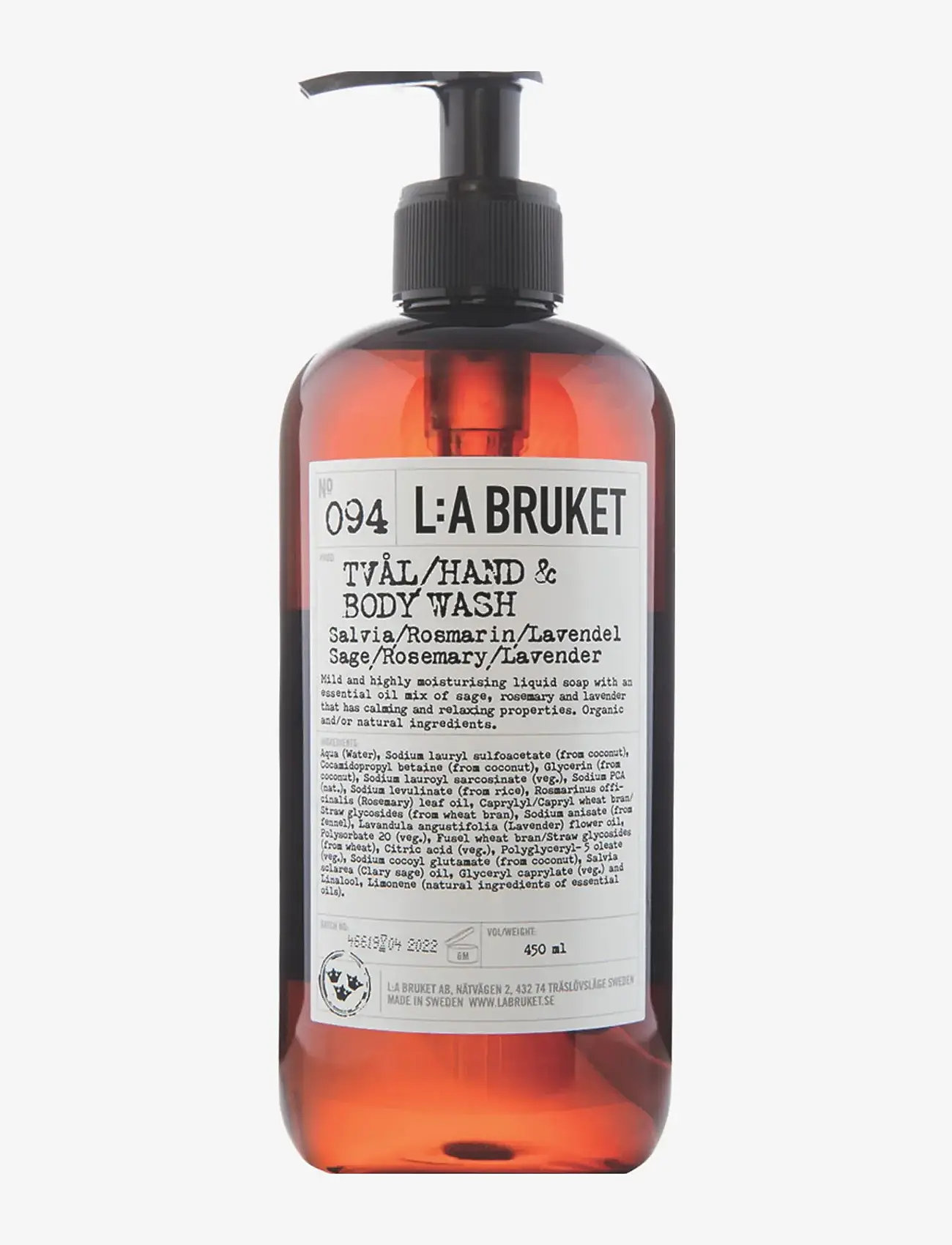 L:a Bruket - 094 Hand & Body Wash Sage/Rosemary/Lavender - shower gel & bruseolier - clear - 1