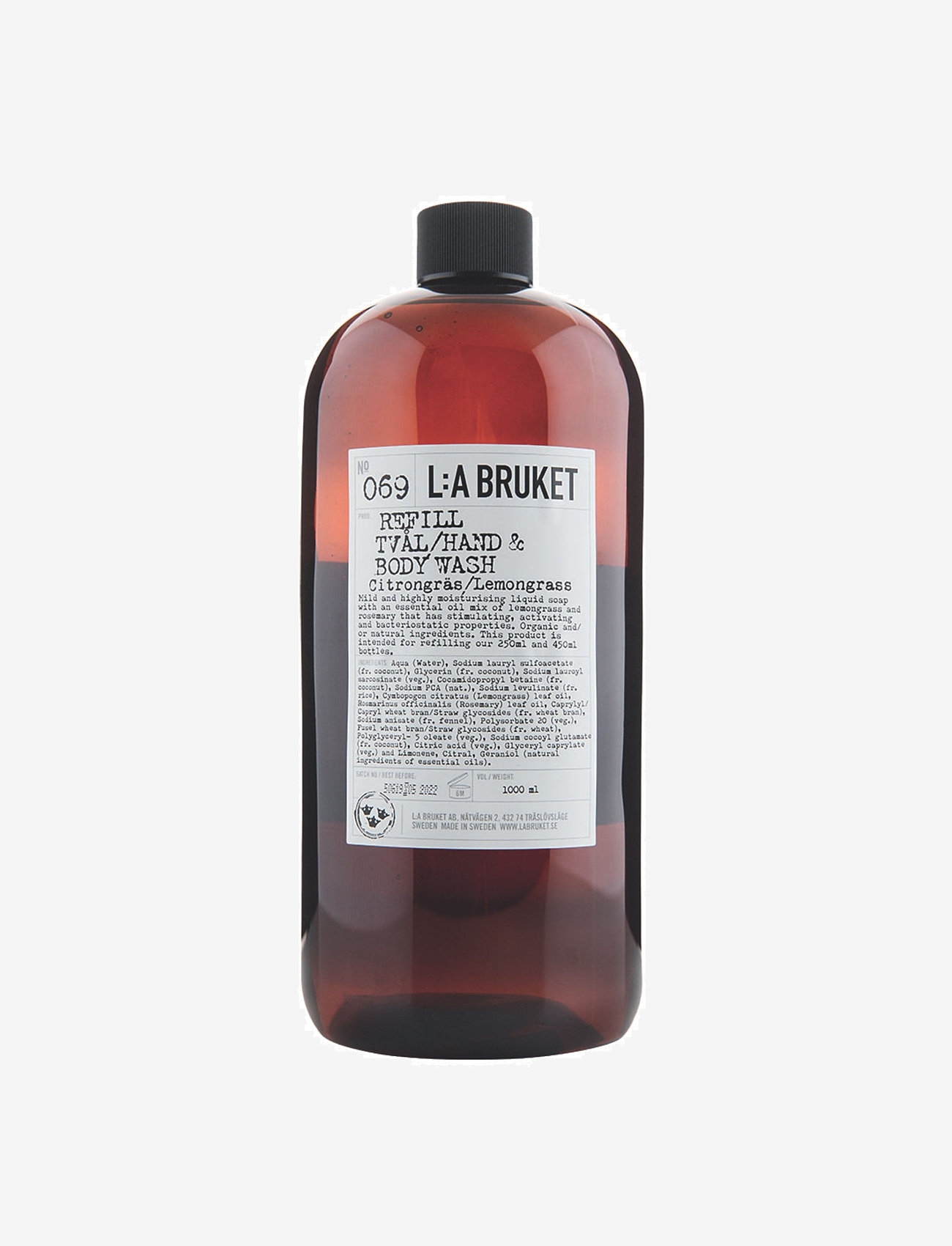 L:a Bruket - 069 Refill Hand & Body Wash Lemongrass - duschgel & duscholjor  - clear - 1