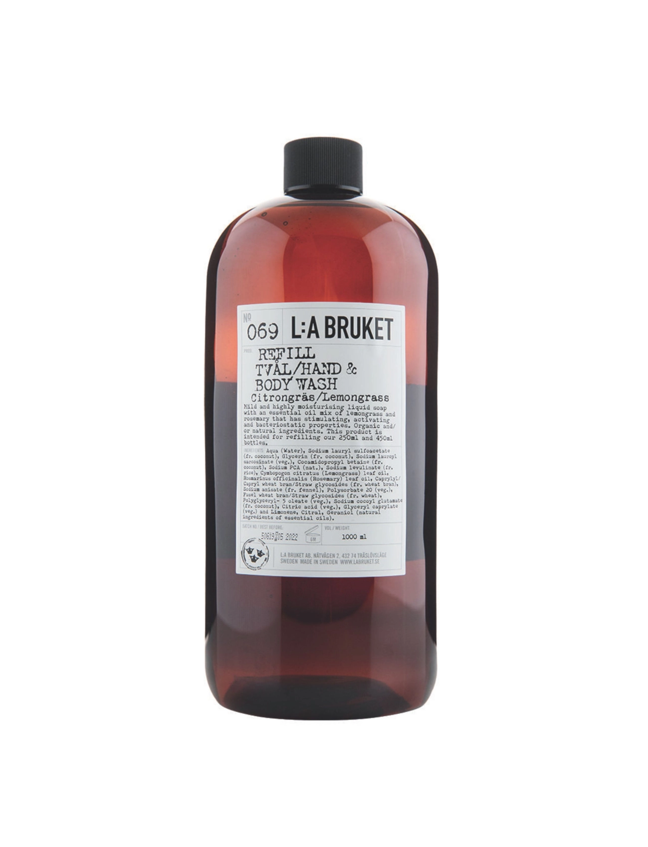 L:a Bruket 069 Refill Hand & Body Wash Lemongrass - Shower gel & Bruseolier - CLEAR / undefined