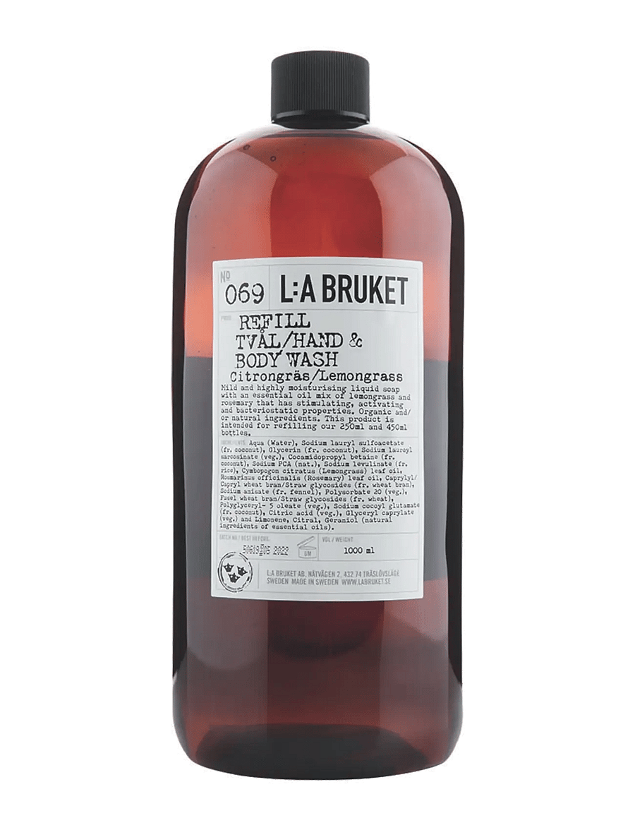 L:a Bruket - 069 Refill Hand & Body Wash Lemongrass - duschgel & duscholjor - clear - 0