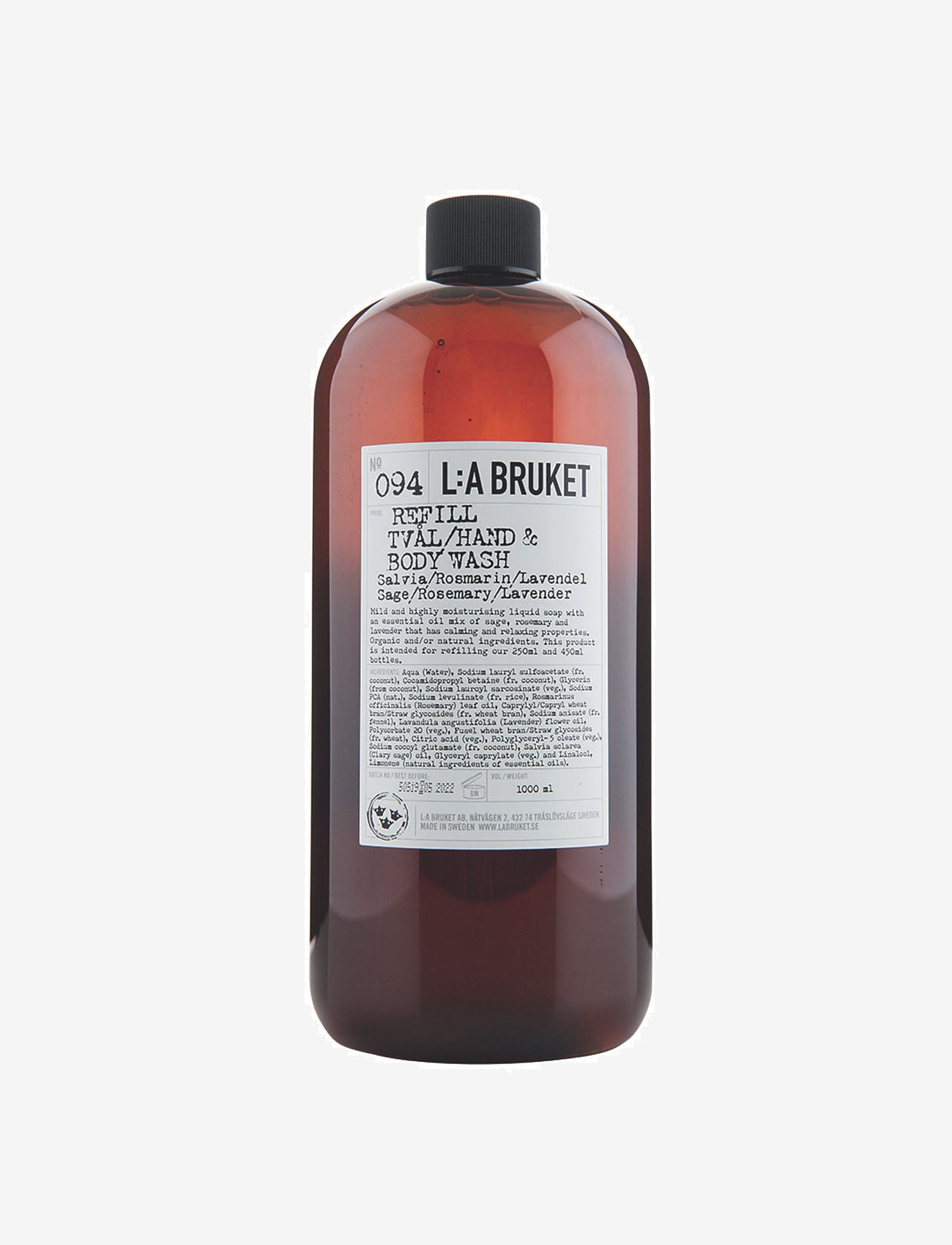 L:a Bruket - 094 Refill Hand & Body Wash Sage/Rosemary/Lavender - duschgel & duscholjor  - clear - 1