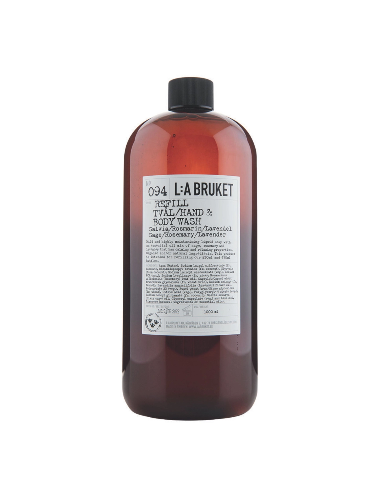 L:a Bruket 094 Refill Hand & Body Wash Sage/Rosemary/Lavender - Dušo želė - CLEAR / undefined