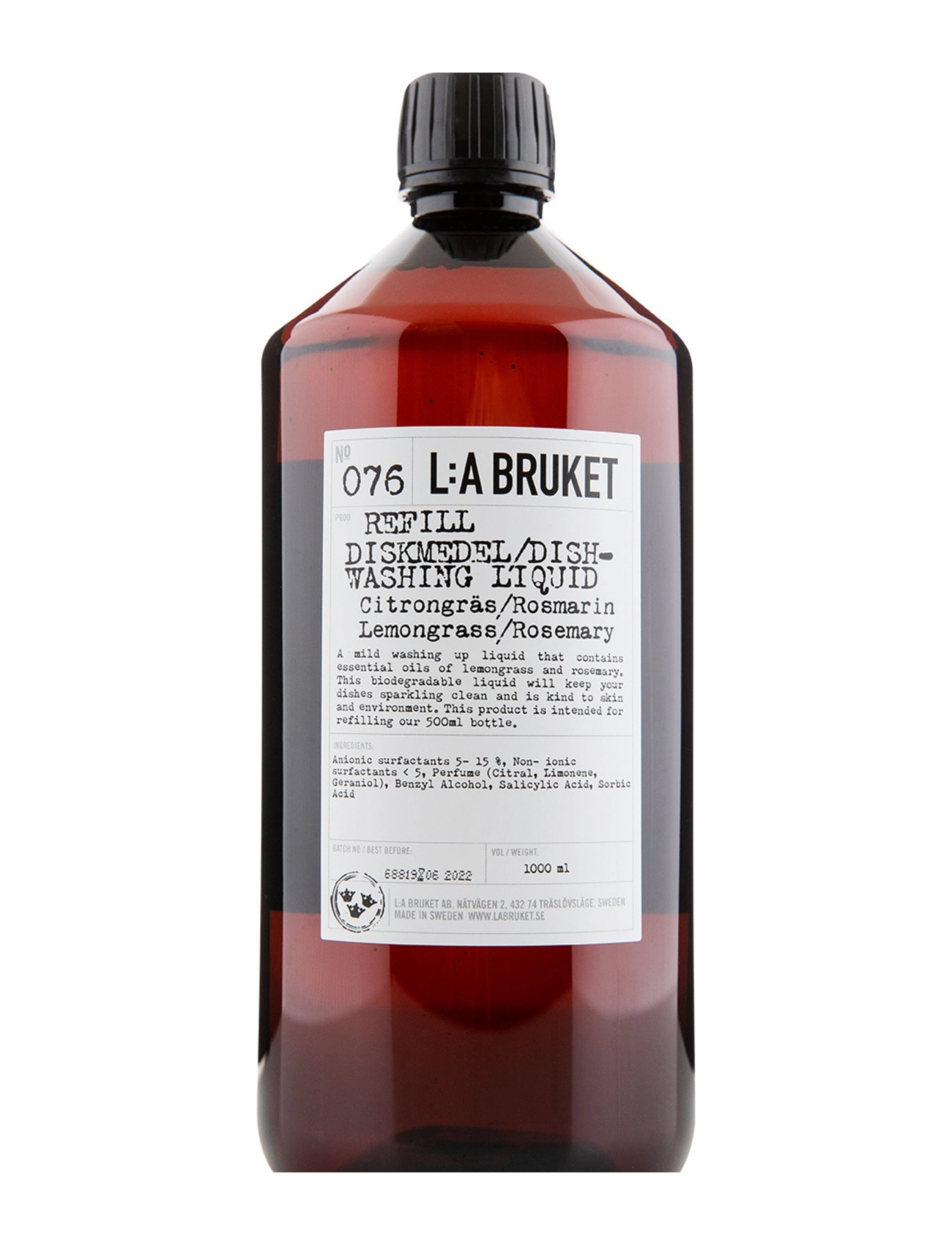 L:a Bruket 076 Dishwashing Soap Lemongrass/Rosemary, Dish Soap, Nude, Str: 1000 ml