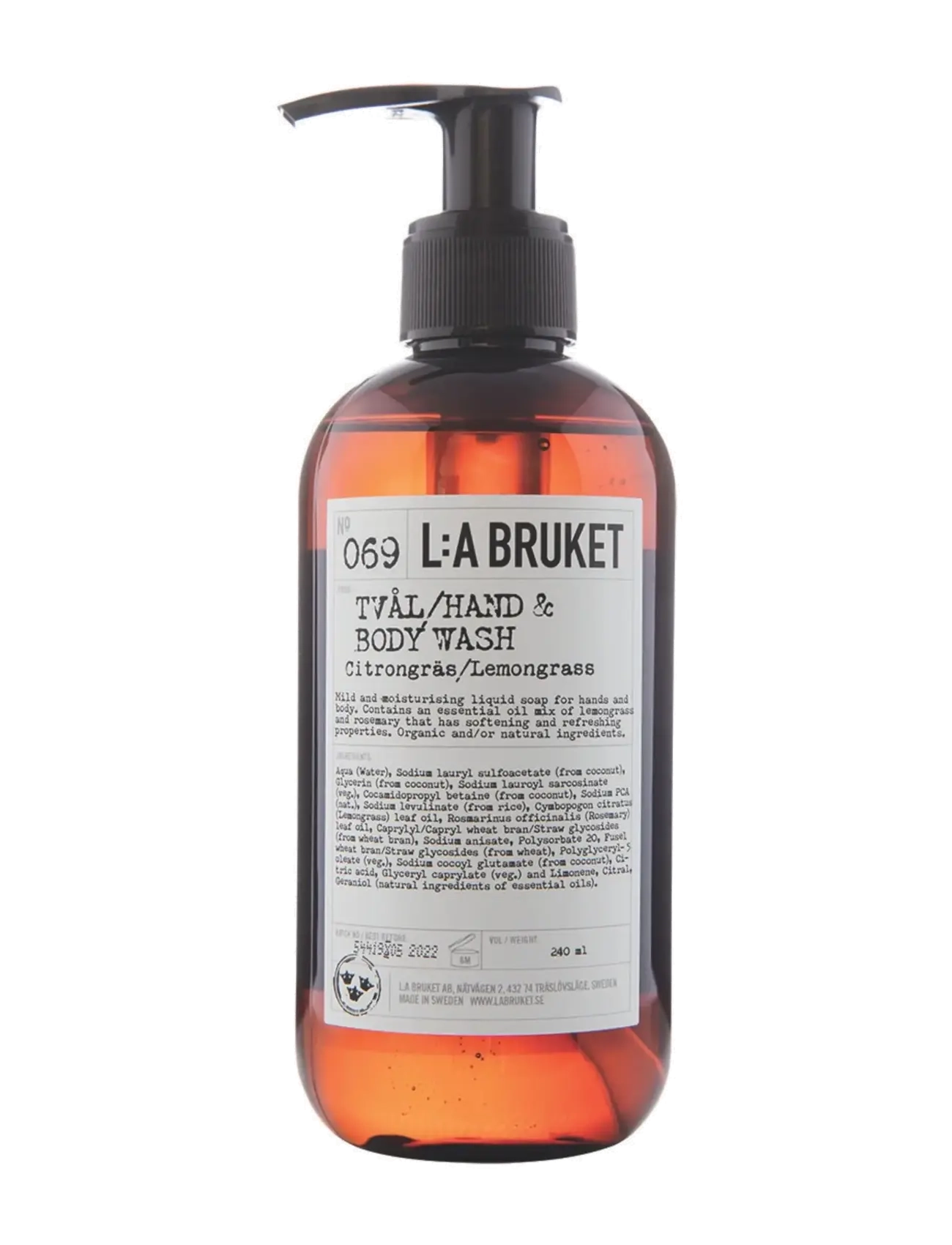 L:a Bruket 069 Hand & Body Wash Lemongrass - Dušo želė - CLEAR / undefined