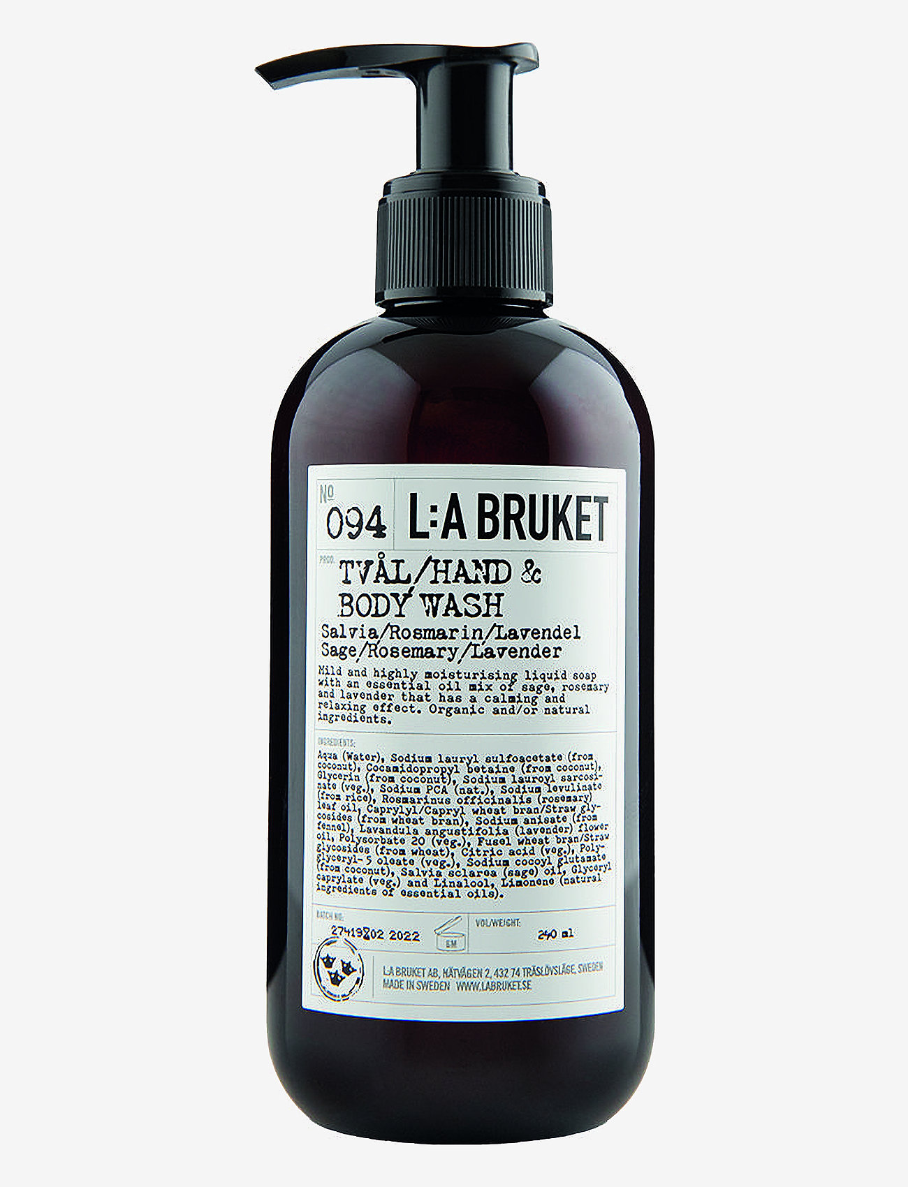 L:a Bruket - 094 Hand & Body Wash Sage/Rosemary/Lavender - shower gel & bruseolier - clear - 1