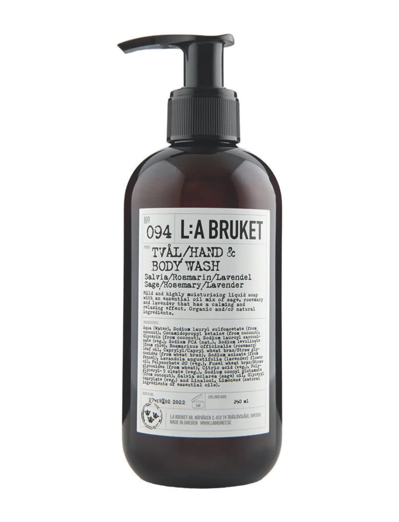 L:a Bruket 094 Hand & Body Wash Sage/Rosemary/Lavender - Streetstyle - CLEAR / undefined
