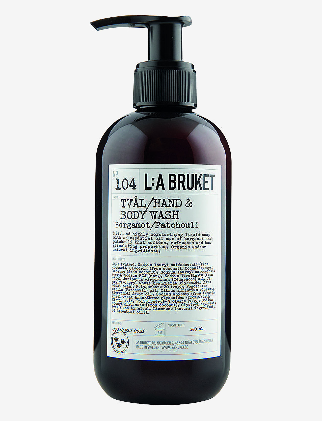 L:a Bruket - 104 Hand & Body Wash Bergamot/Patchouli - duschgel & duscholjor  - clear - 1