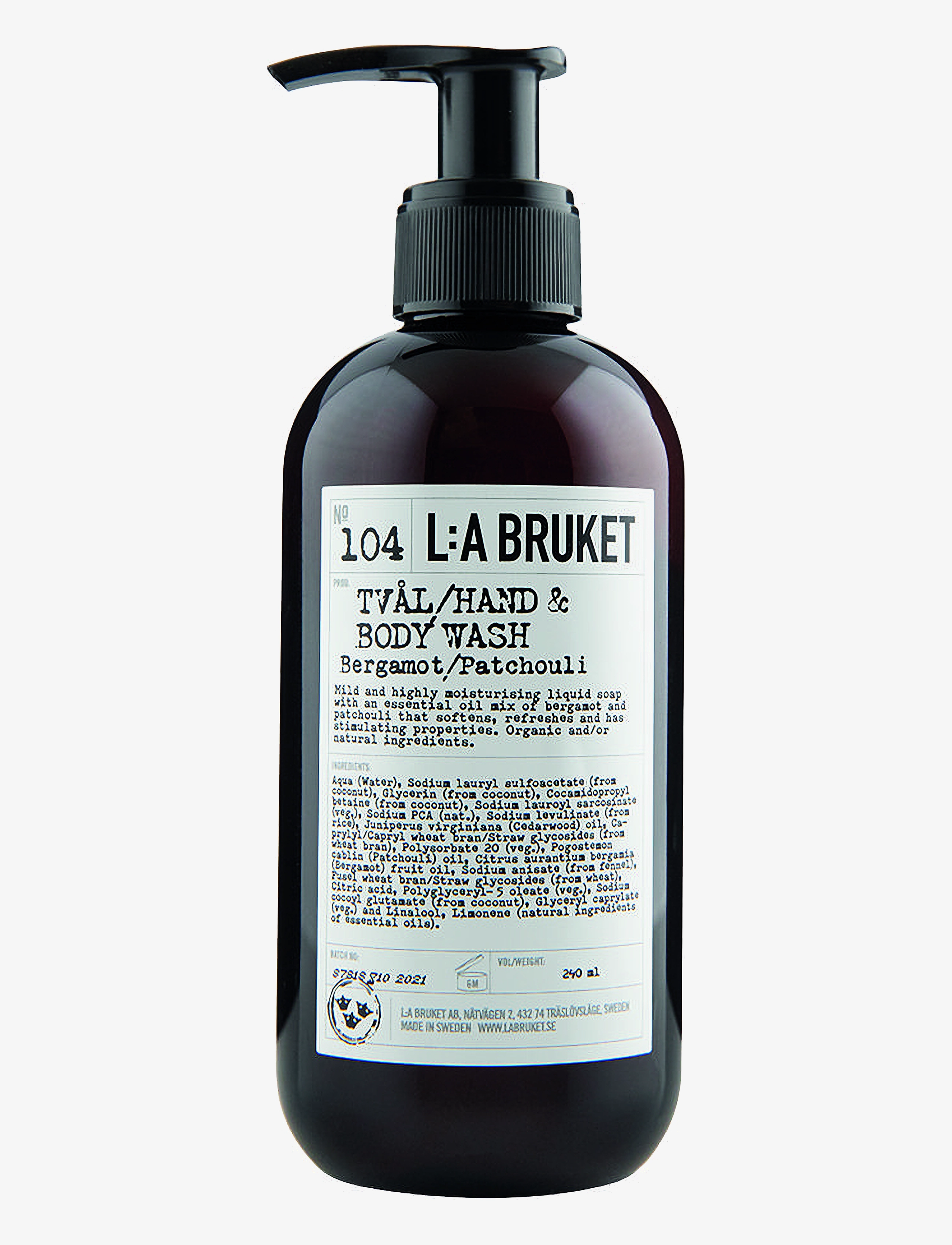 L:a Bruket 104 Hand & Body Wash Bergamot/Patchouli - Nordiske mærker - CLEAR / undefined