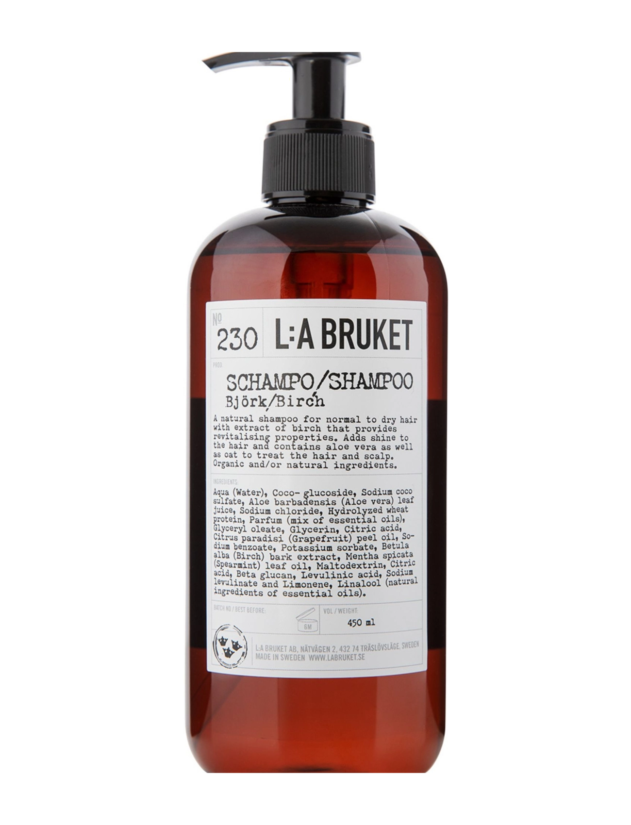 L:a Bruket 230 Shampoo Birch, Shampoo, Nude, Str: 450 ML