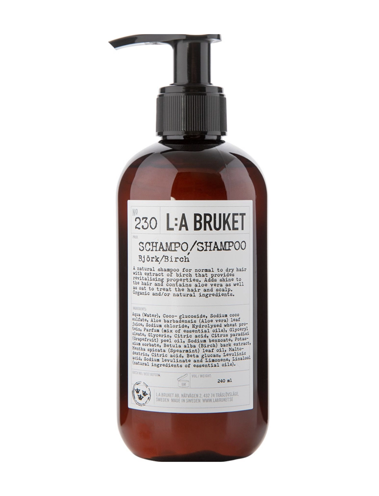 L:a Bruket 230 Shampoo Birch, Shampoo, Nude, Str: 240 ML