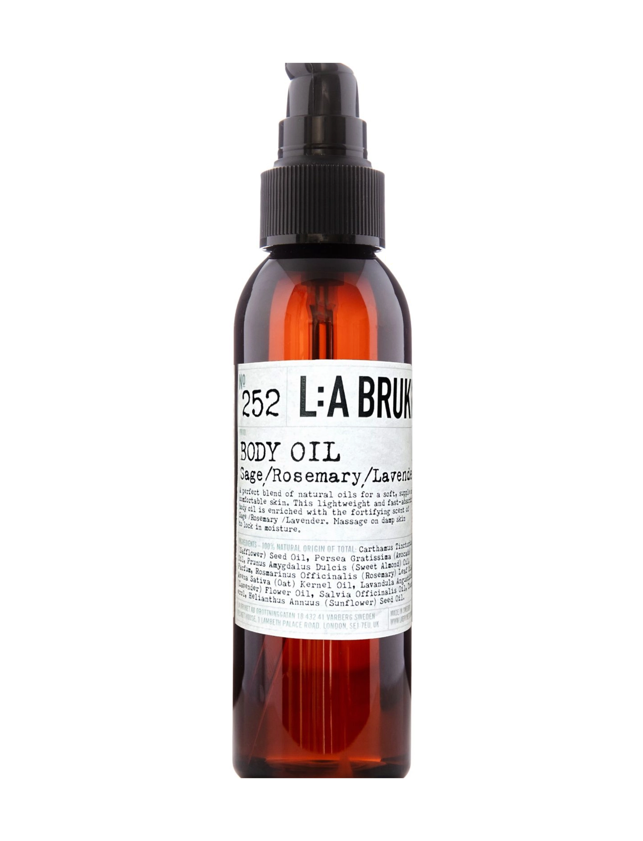 L:a Bruket 252 Curative Body Oil Sage/Rosemary/Lavender - Kroppsolja - CLEAR / undefined