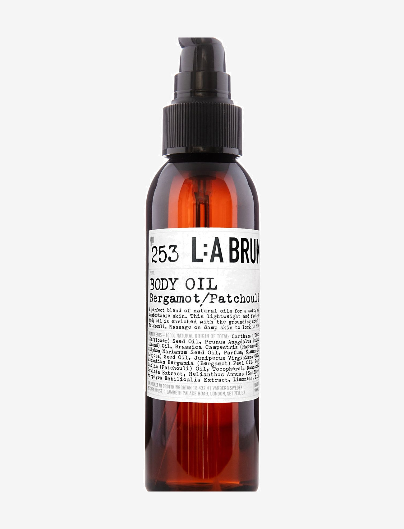 L:a Bruket - 253 Elemental Body oil Bergamot/Patchouli - kroppsoljer - clear - 0