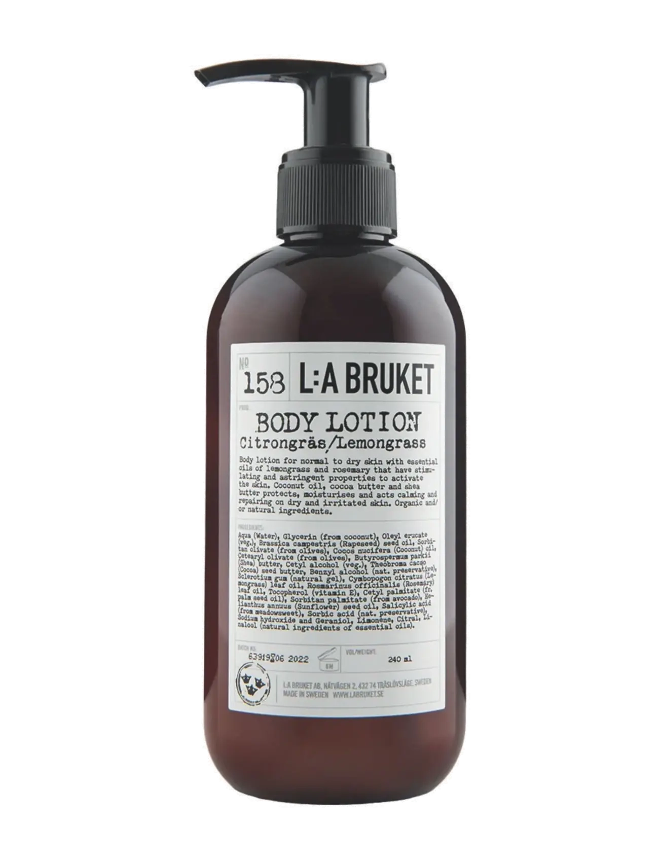 L:a Bruket 158 Body Lotion Lemongrass - L:A Bruket - CLEAR LEMONGRASS / clear